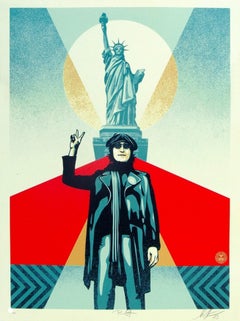 Lennon Peace and Liberty (rouge) (la guerre est survenue, la paix, la guerre du Vietnam, Yoko Ono)