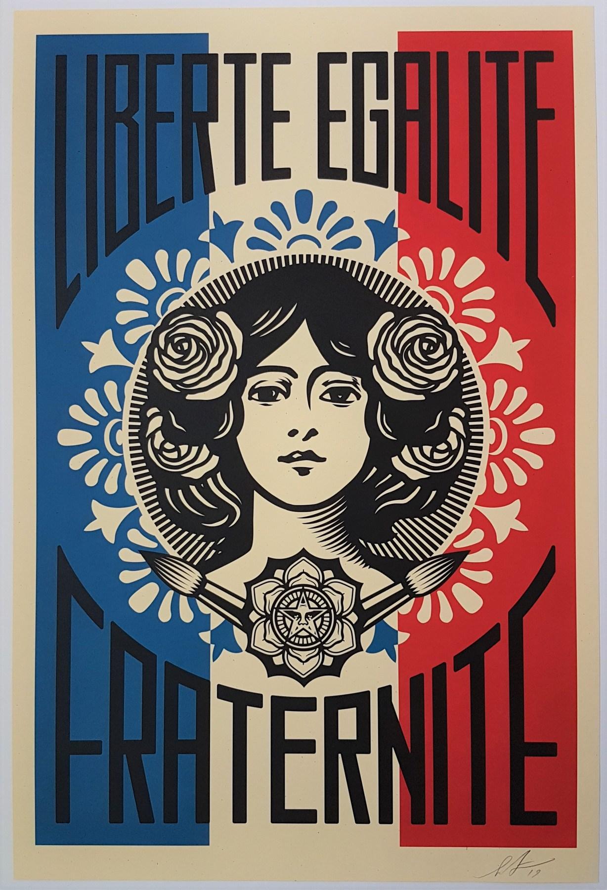 Liberte Egalite Fraternite ($35 SHIPPING U.S. Only (not $499!) - Print by Shepard Fairey