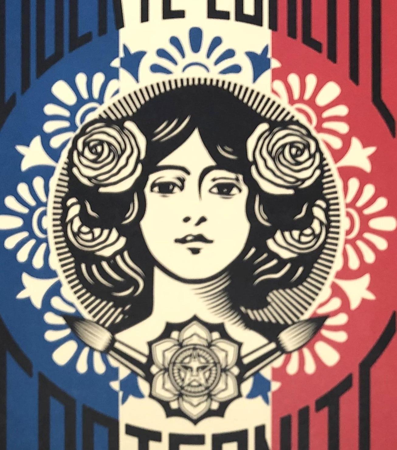 Liberté Egalité Fraternité France - Screenprint Handsigned - Print by Shepard Fairey