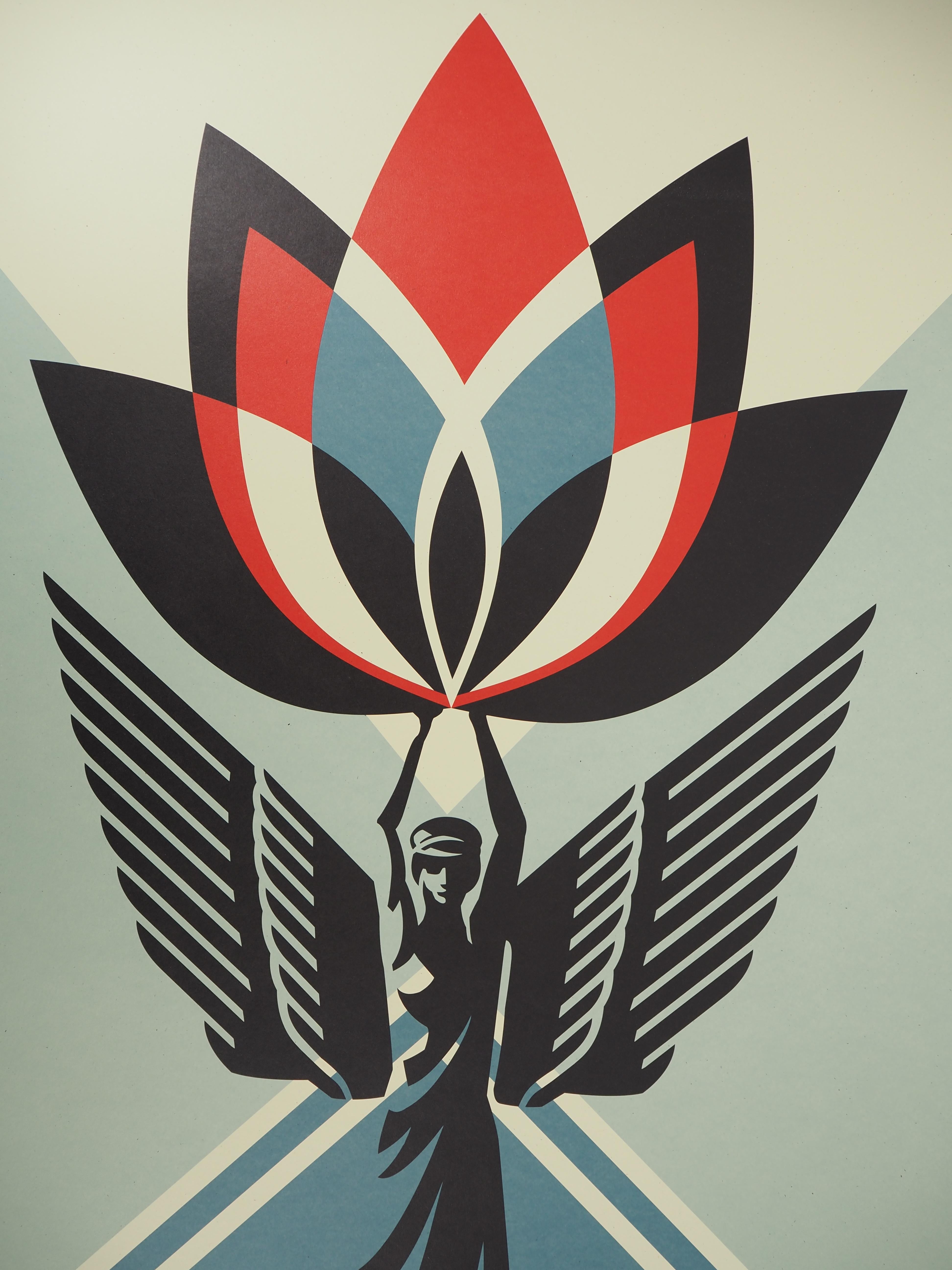 Shepard Fairey
Ángel de loto

Serigrafía
Firmado a lápiz por el artista 
Prueba no numerada
Tamaño 91 x 61 cm (c. 36 x 24 pulg.)

Excelente estado