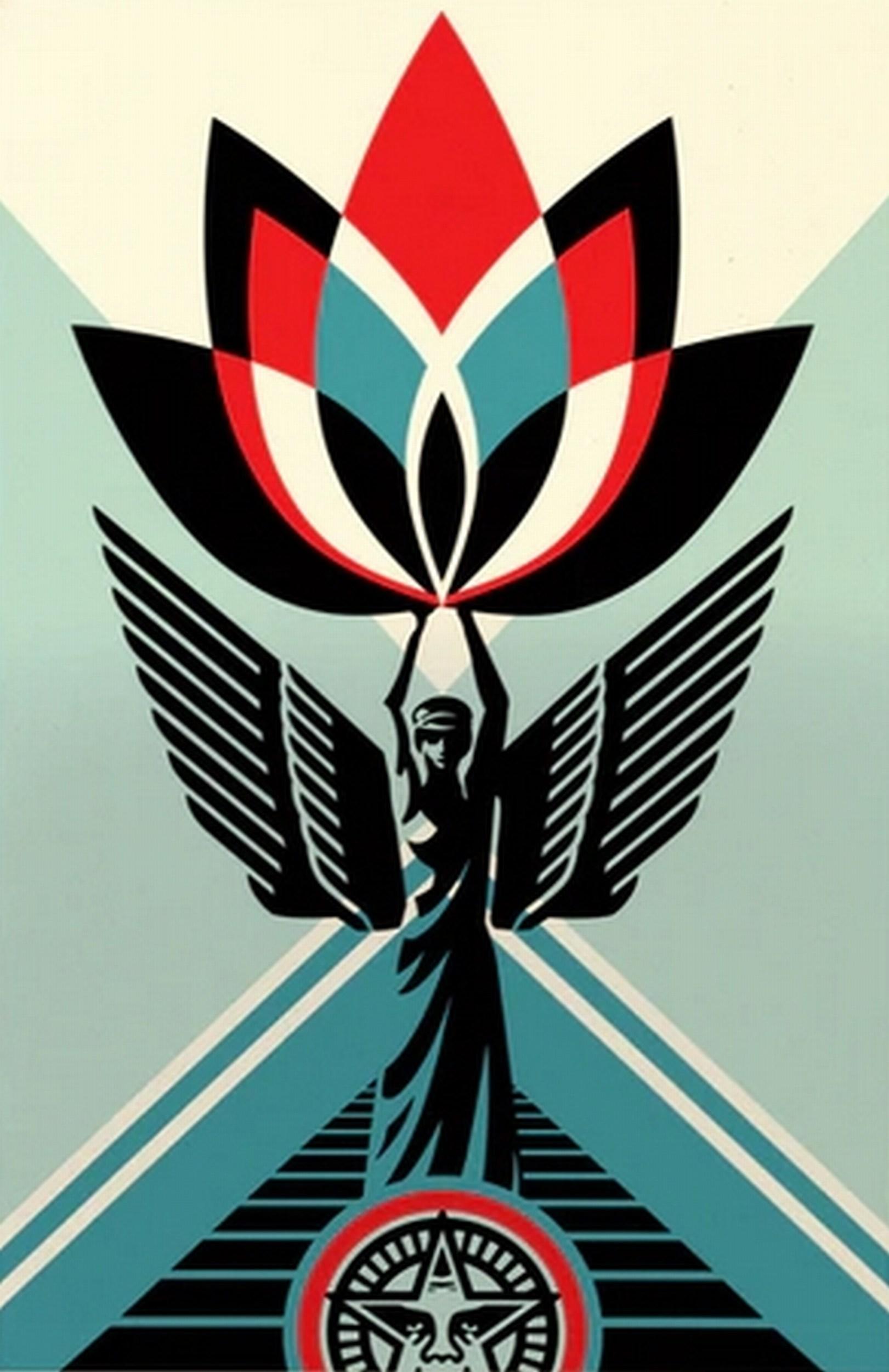 Shepard Fairey Figurative Print - Lotus Angel (Hope, Compassion, Resilience) (~50% OFF LIST PRICE)