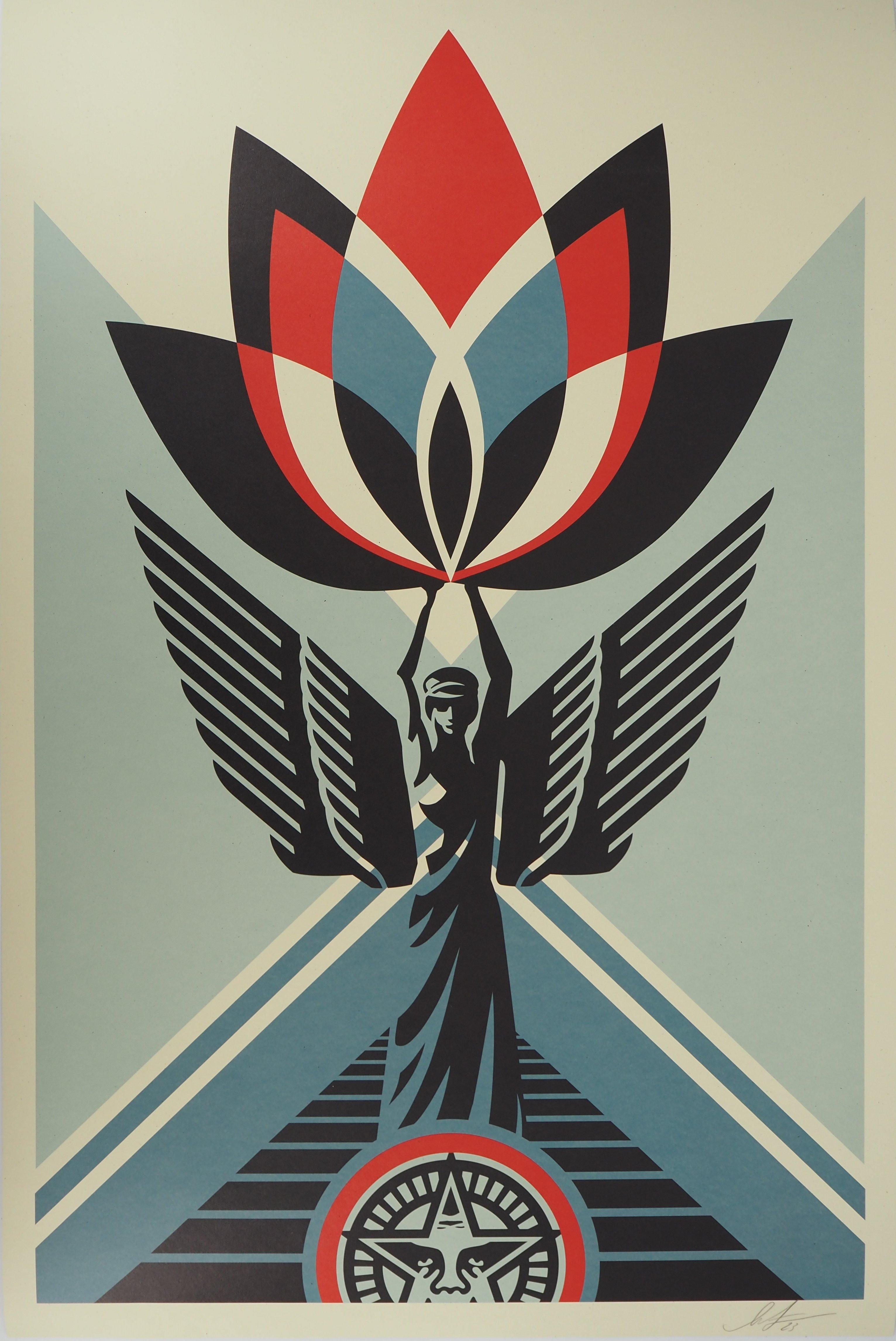 Shepard Fairey Interior Print – Lotus-Engel – Siebdruck, handsigniert 