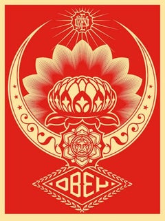 shepard fairey lotus Lotus Ornament Red