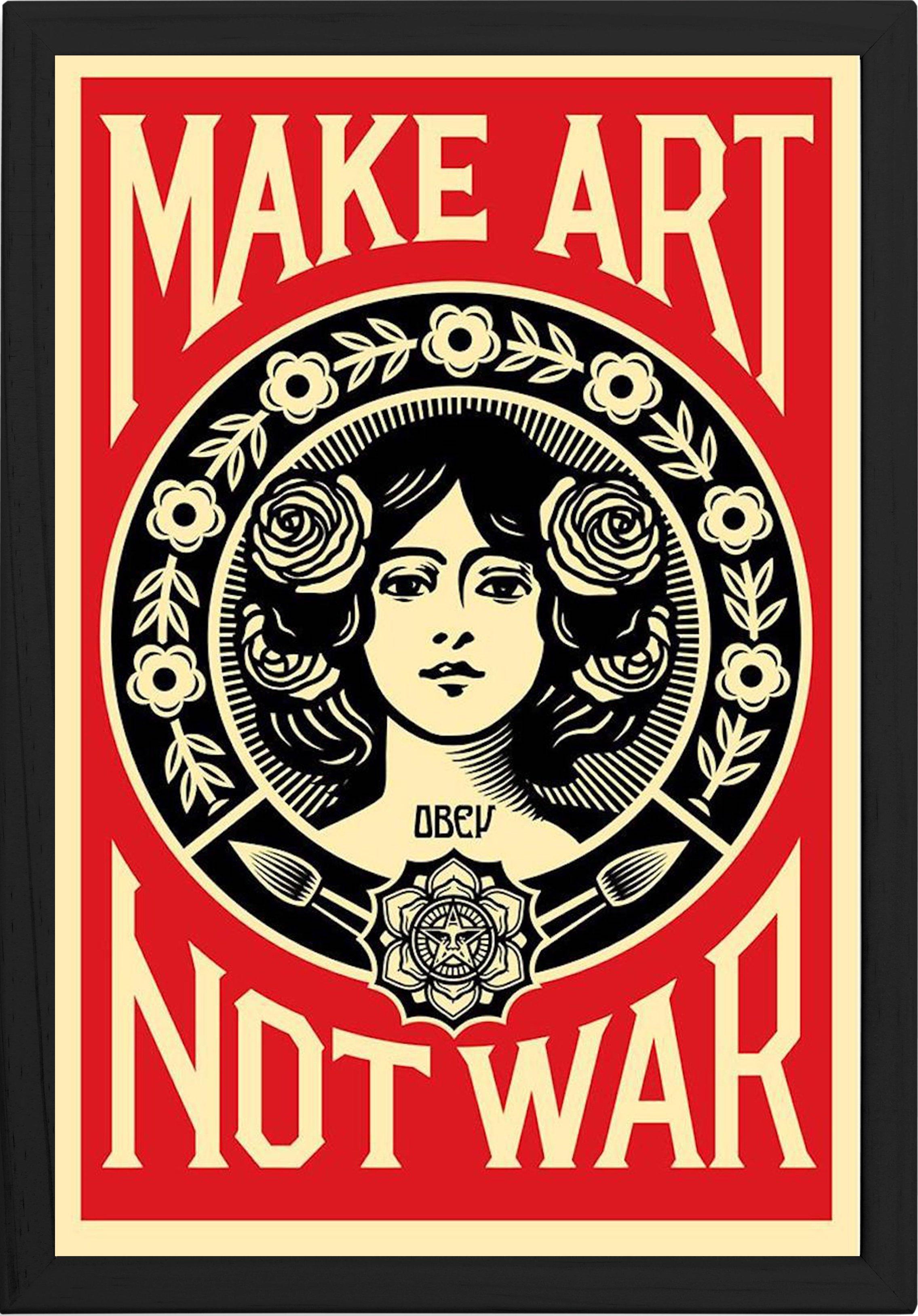 Shepard Fairey Print - "Make Art Not War", Framed Offset Poster, 2018