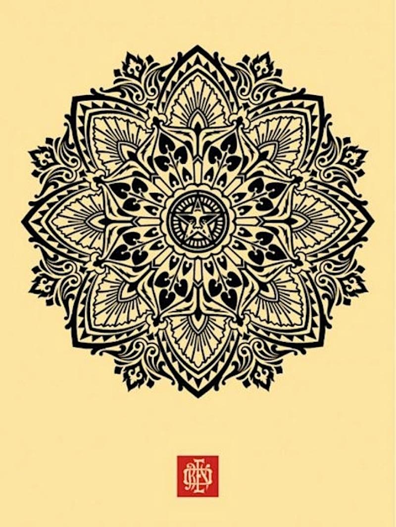 Mandala Ornament 1 Cream  - Print by Shepard Fairey