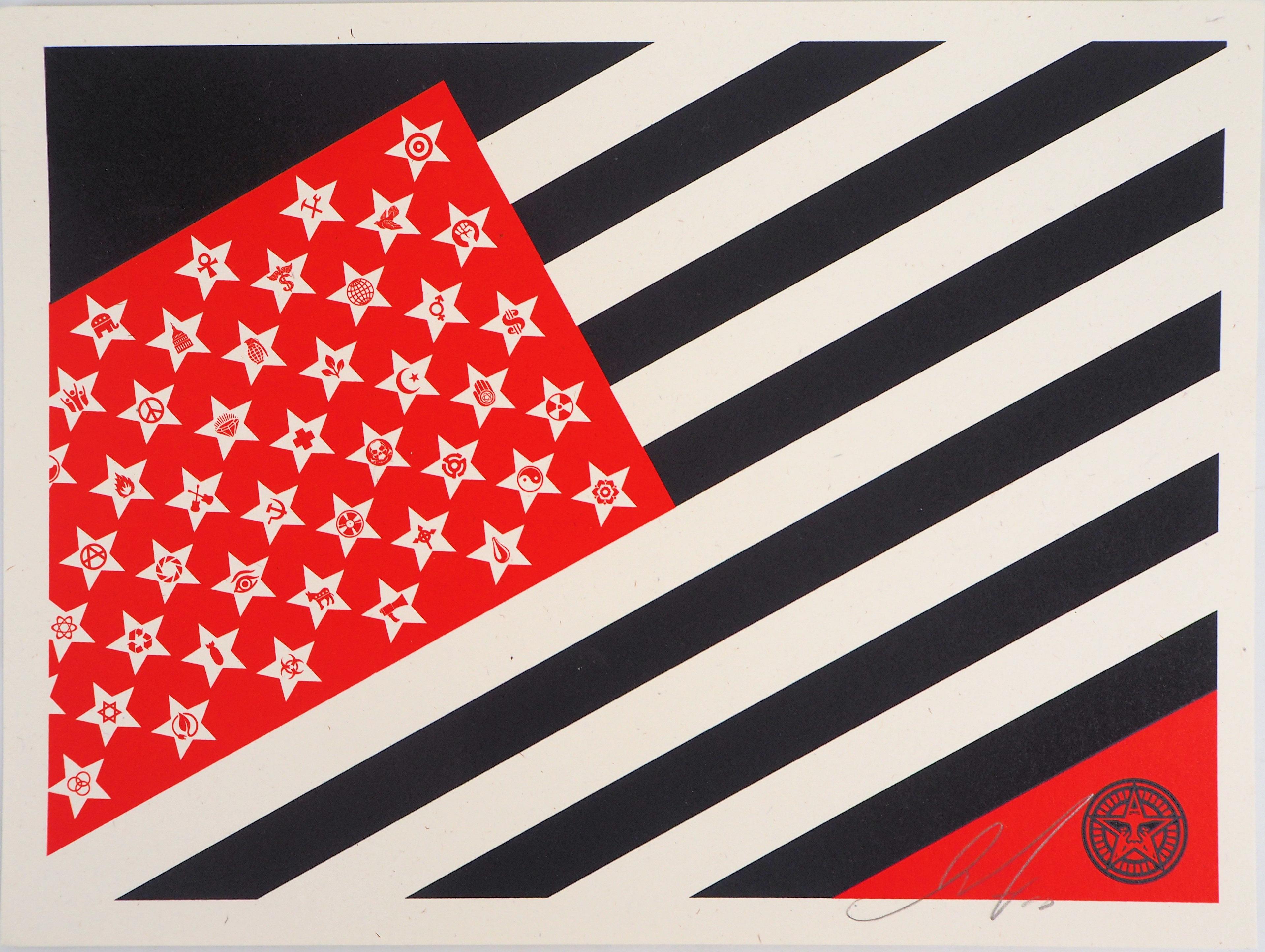 Shepard Fairey Portrait Print - Mayday Flag - Original Handsigned and Numbered Screen Print