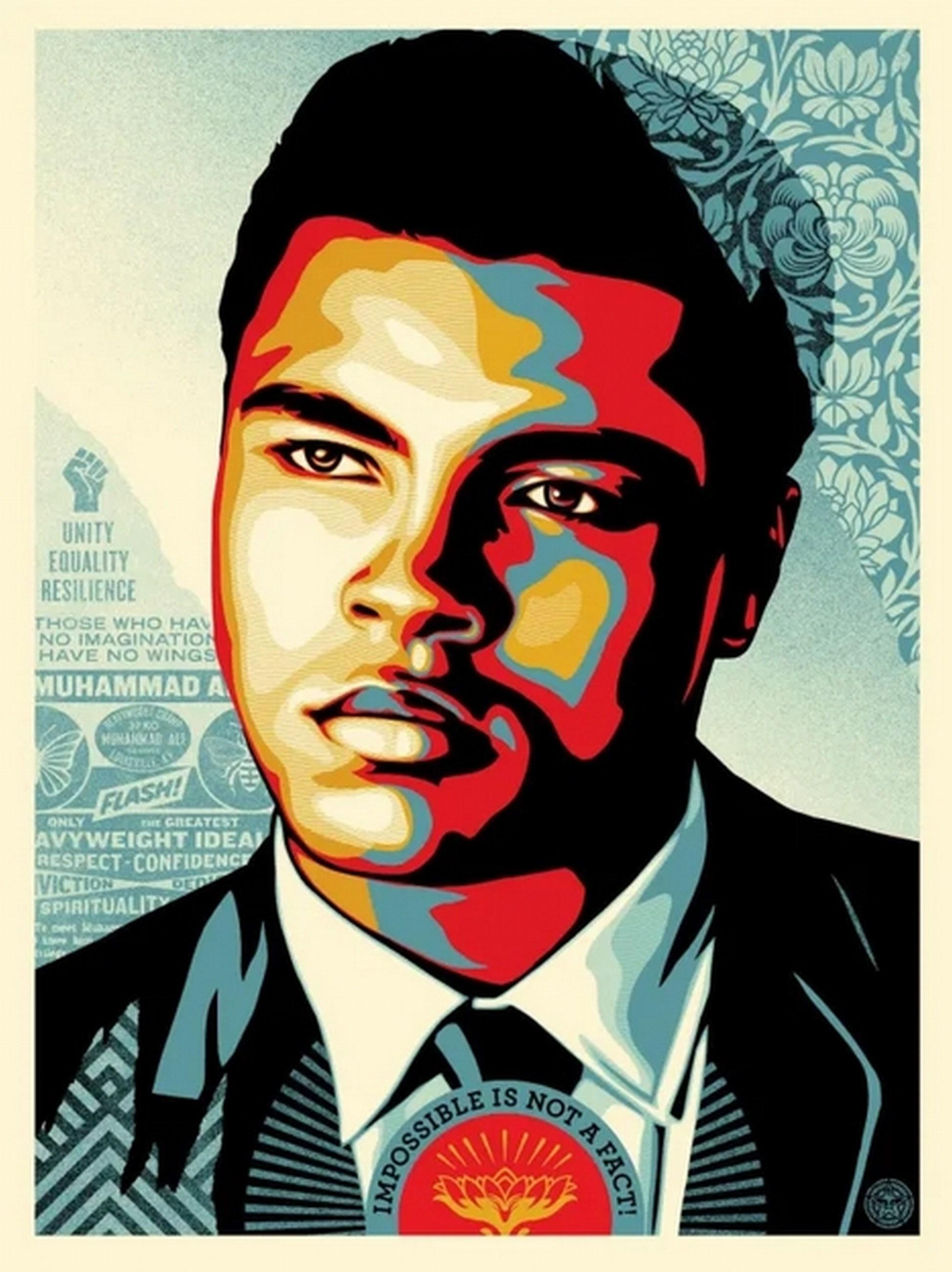Shepard Fairey Portrait Print - Muhammad Ali – Heavyweight Ideals (Iconic, Activist, Civil Rights, ~50% OFF)