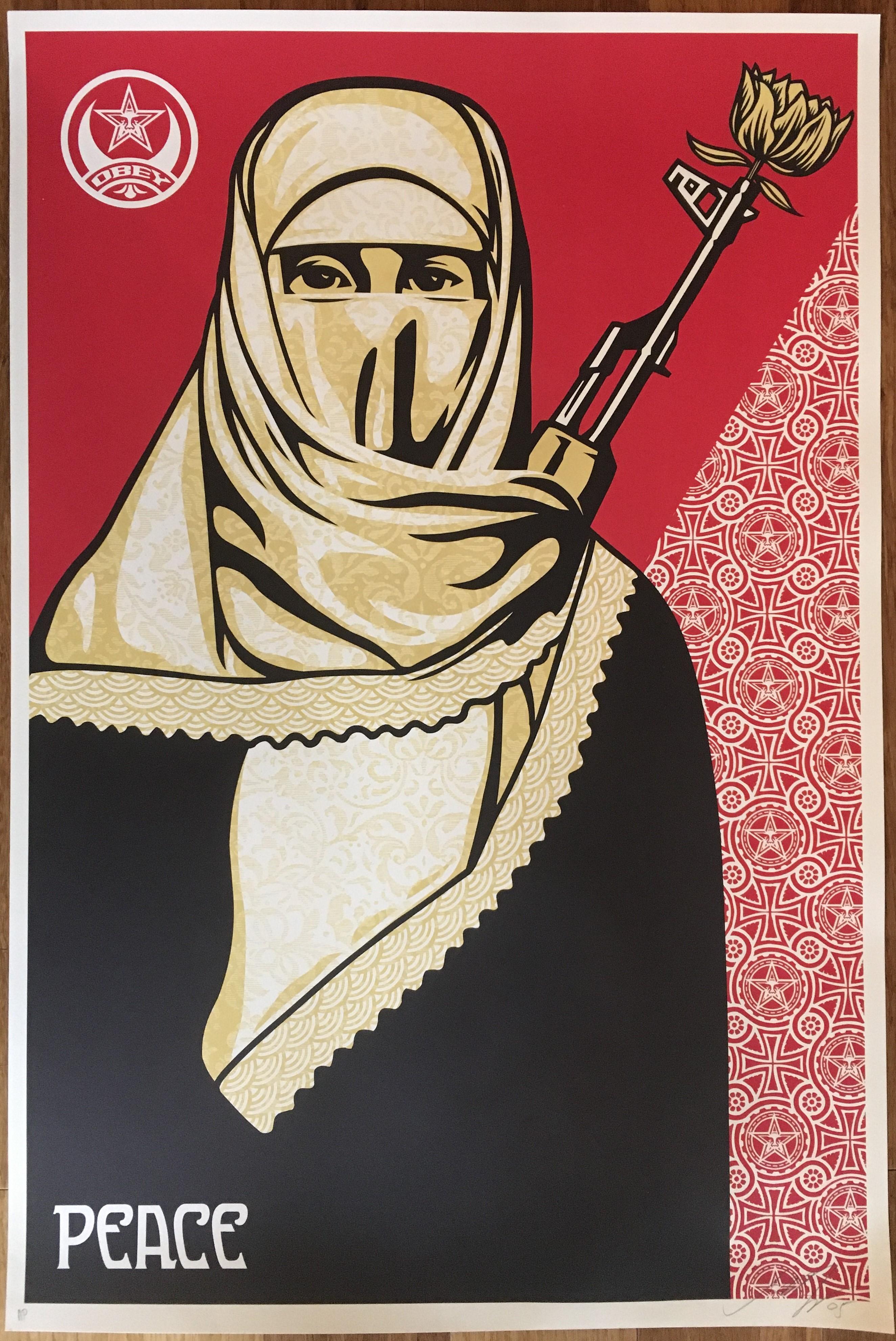 Shepard Fairey Portrait Print - Muslim Woman  (2005), Screen Print, Limited Edition of 750