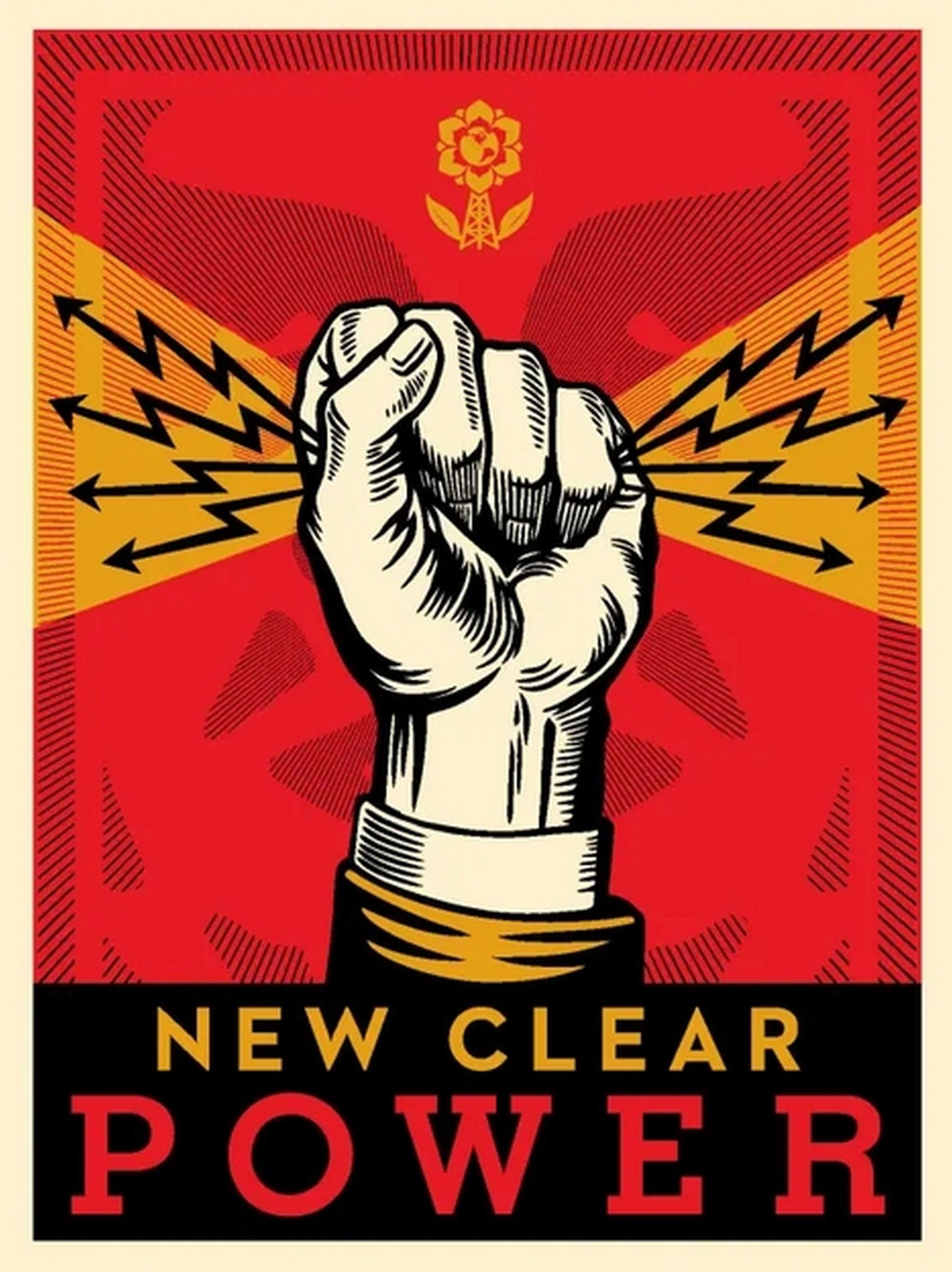 Neue Klare Macht (Ikonisch, Erneuerbar, Politisch, Kreativität, Informationen, Nachrichten) – Print von Shepard Fairey