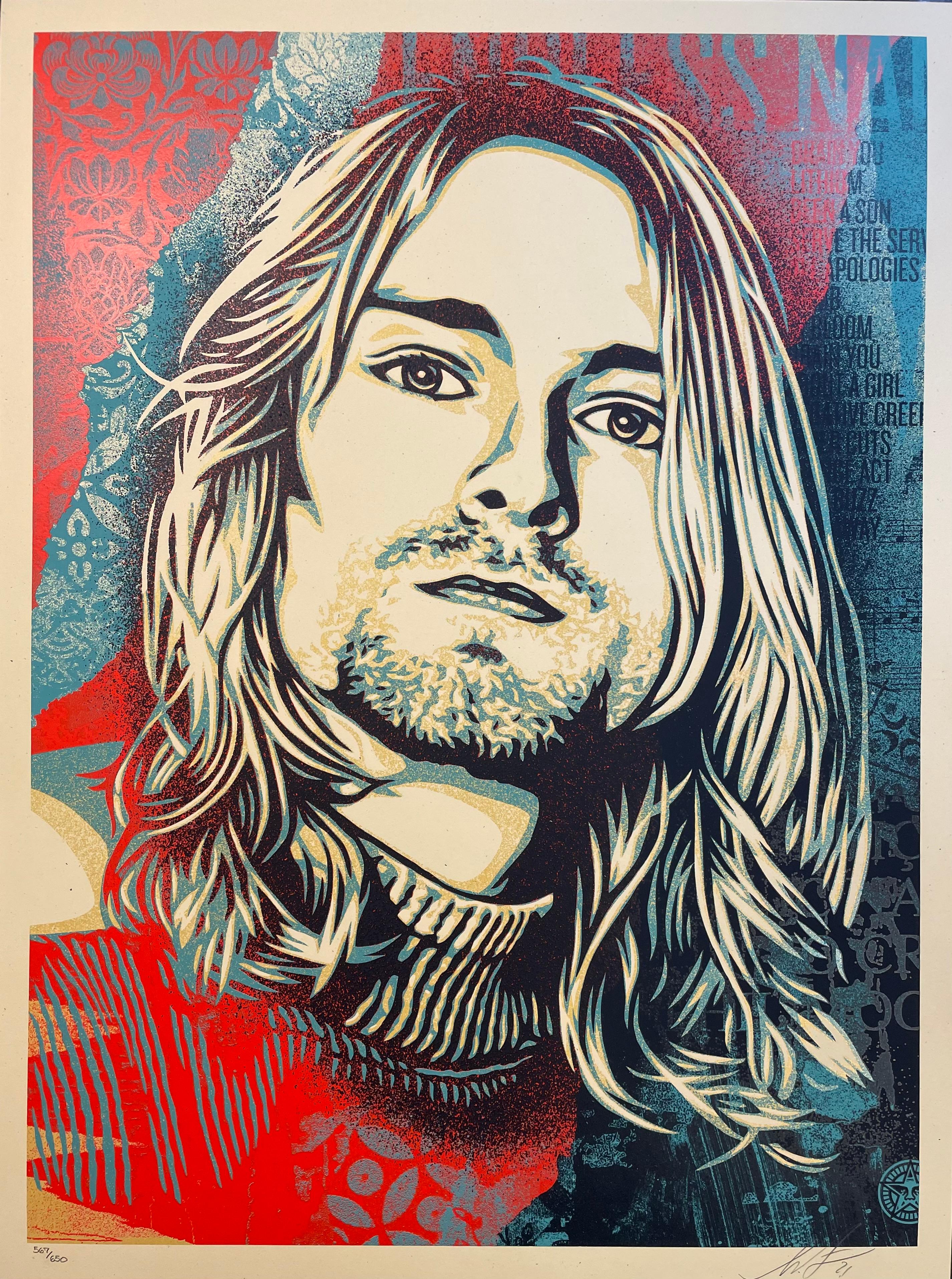 Nirvana Kurt Cobain Endless Nameless Obey Giant Signed Print Shepard Fairey Rock For Sale 4