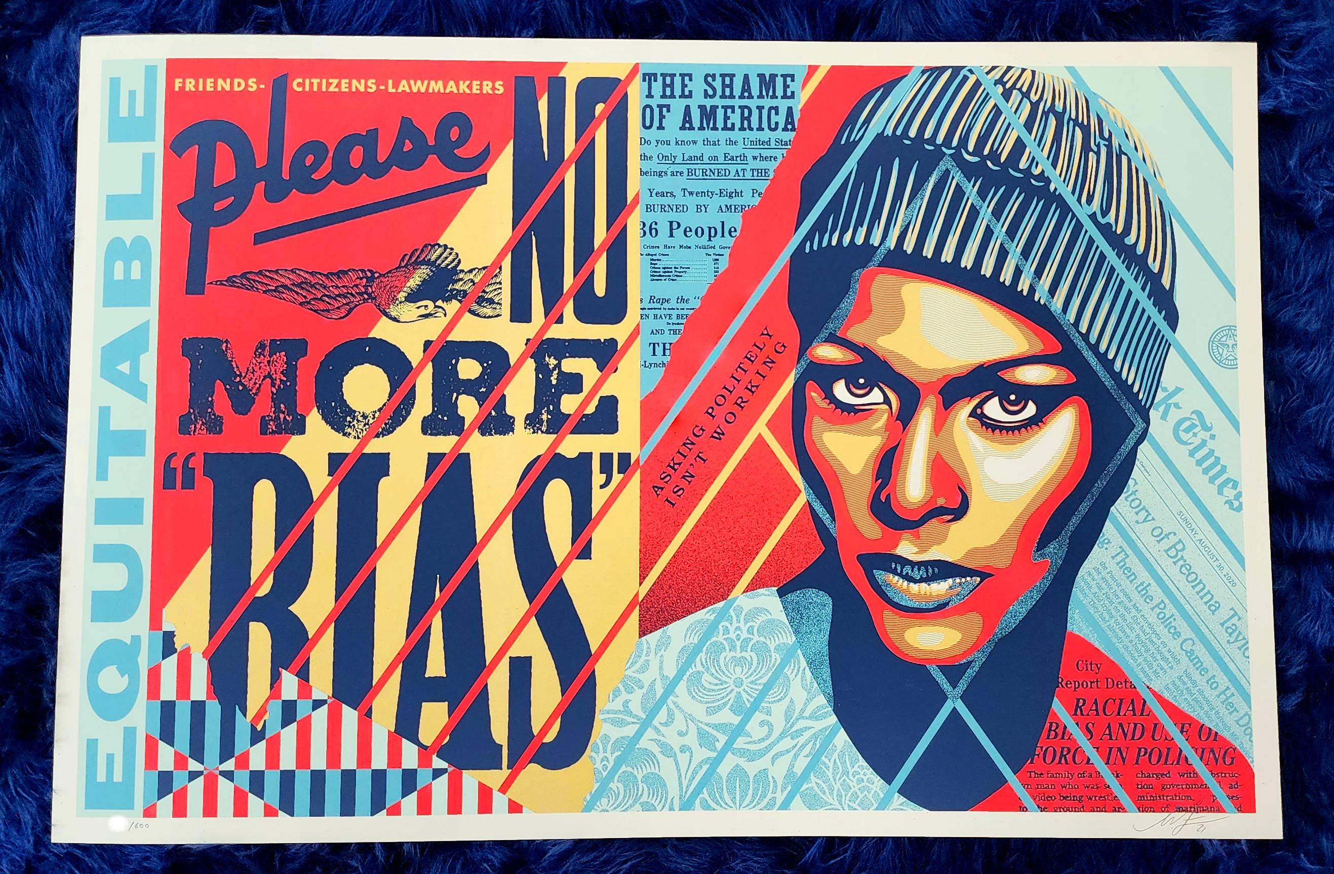 No More Bias (Tyre Nichols, Memphis, schreien, Rassentrennung, Polizei brutalität) (Zeitgenössisch), Print, von Shepard Fairey
