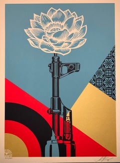 Vintage OBEY AK-47 LOTUS Shepard Fairey SIGNED & Numbered Obey Giant Vietnam War Peace 