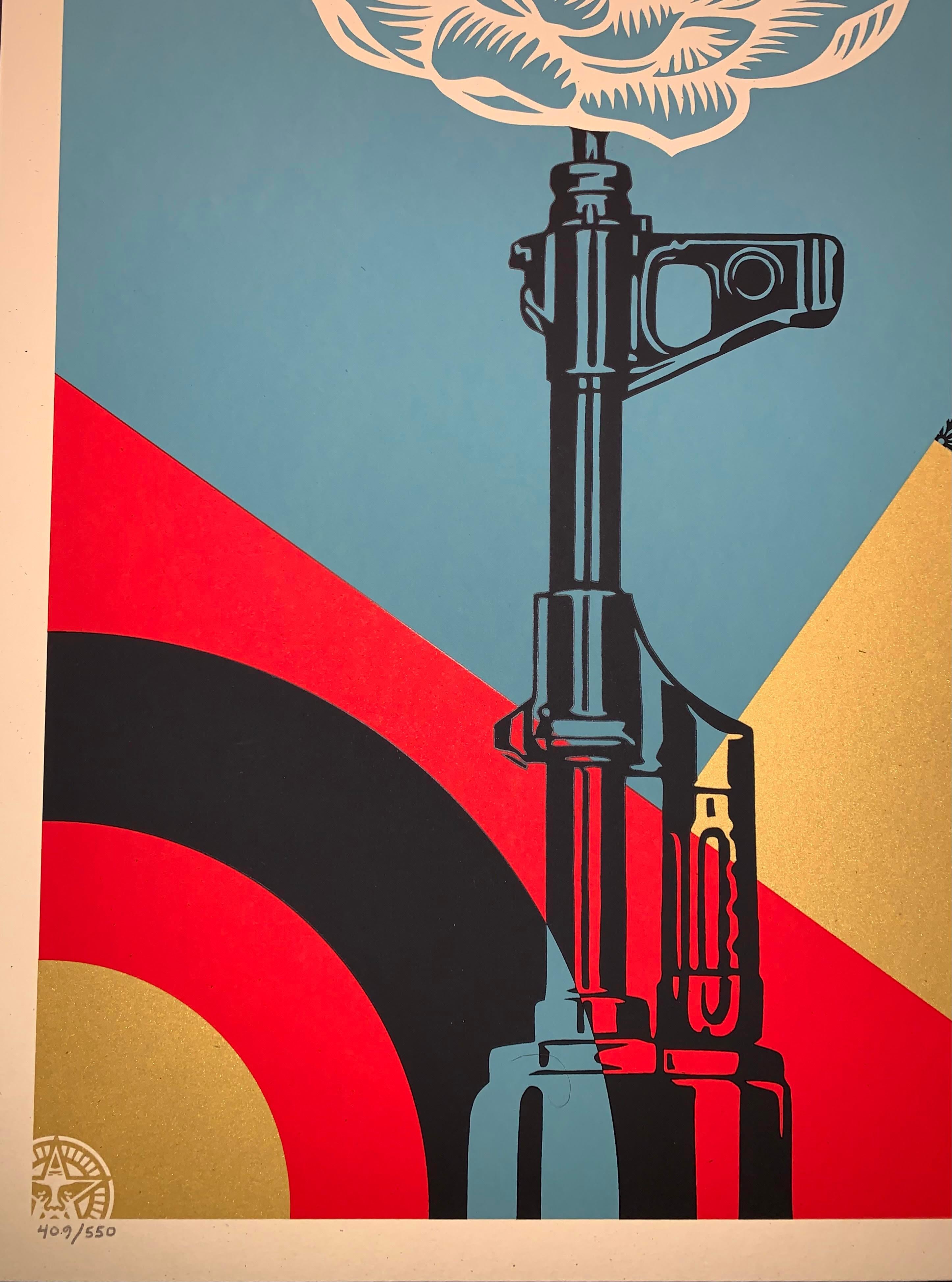OBEY AK-47 LOTUS Shepard Fairey SIGNED & Numbered Obey Giant Vietnam War Peace For Sale 1