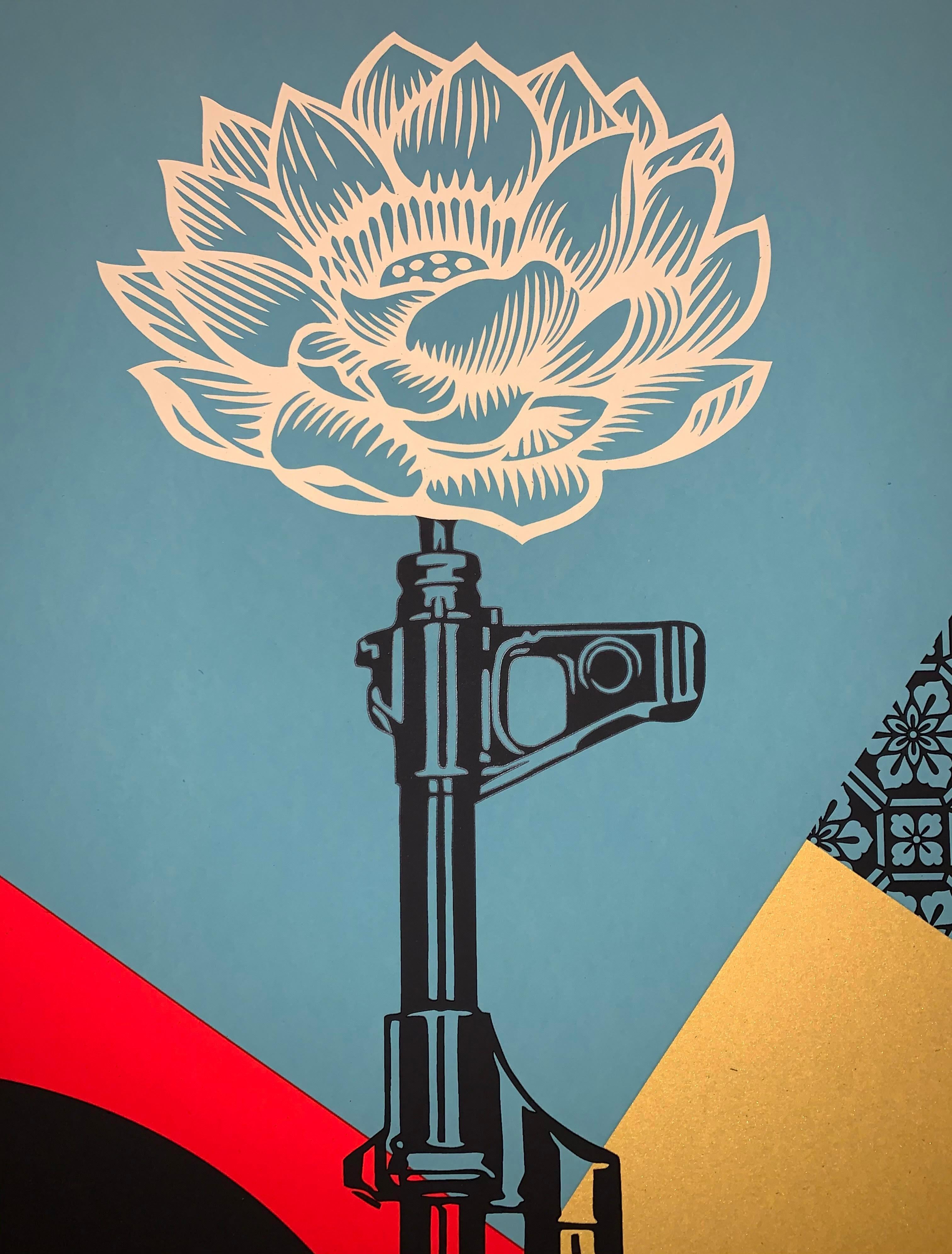 OBEY AK-47 LOTUS Shepard Fairey SIGNED & Numbered Obey Giant Vietnam War Peace For Sale 3