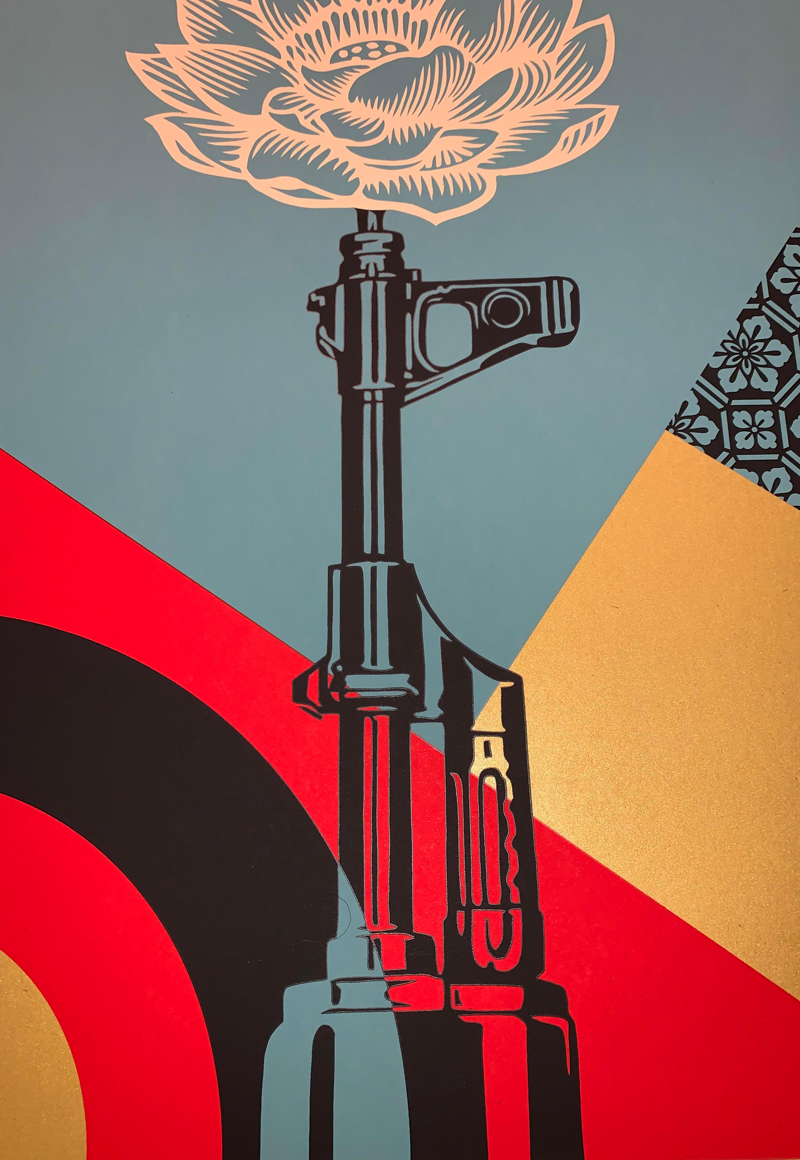 OBEY AK-47 LOTUS Shepard Fairey SIGNED & Numbered Obey Giant Vietnam War Peace 