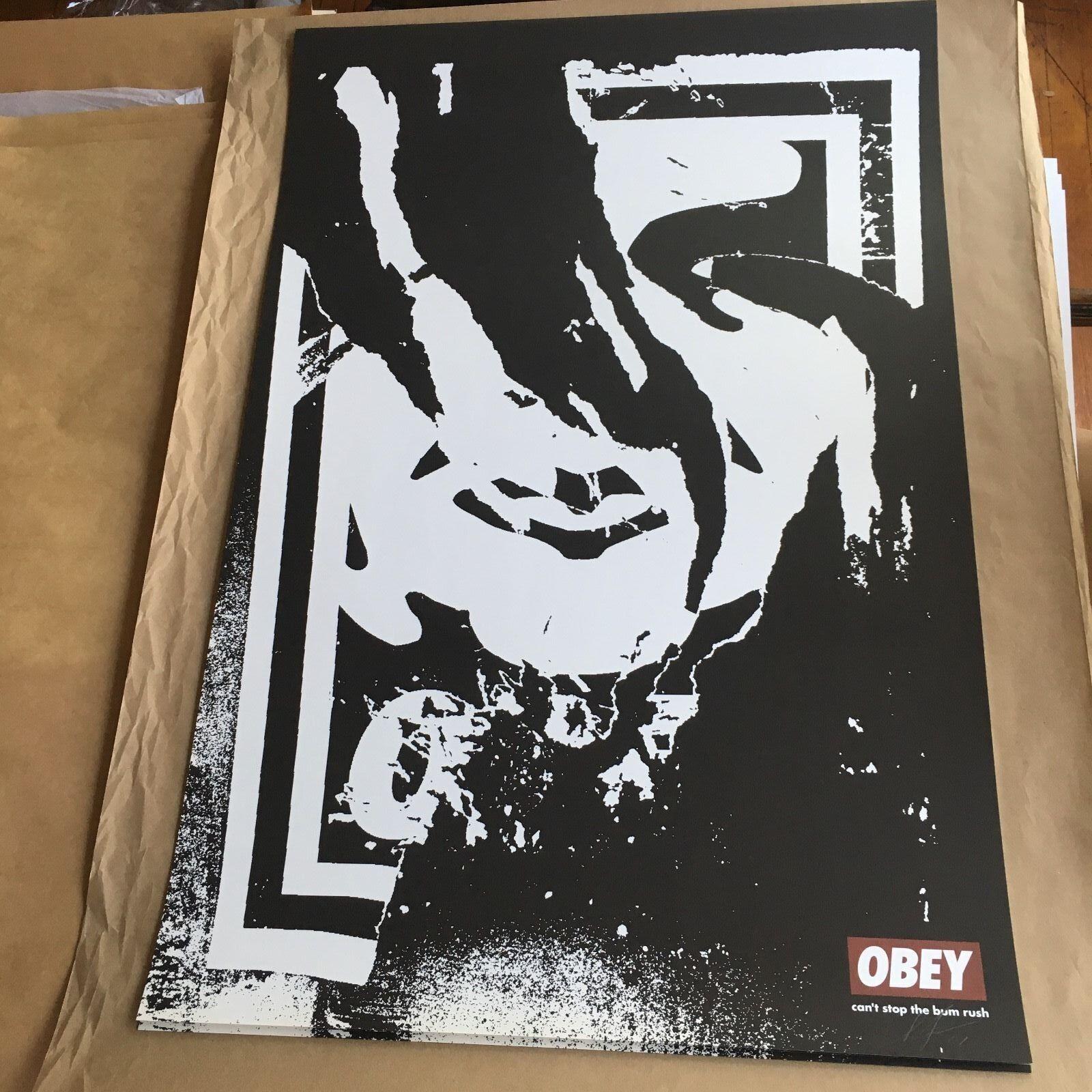 Obey "Cant Stop the Bum Rush" Classic Image Produced in 2001 Signed Lithograph - Print by Shepard Fairey