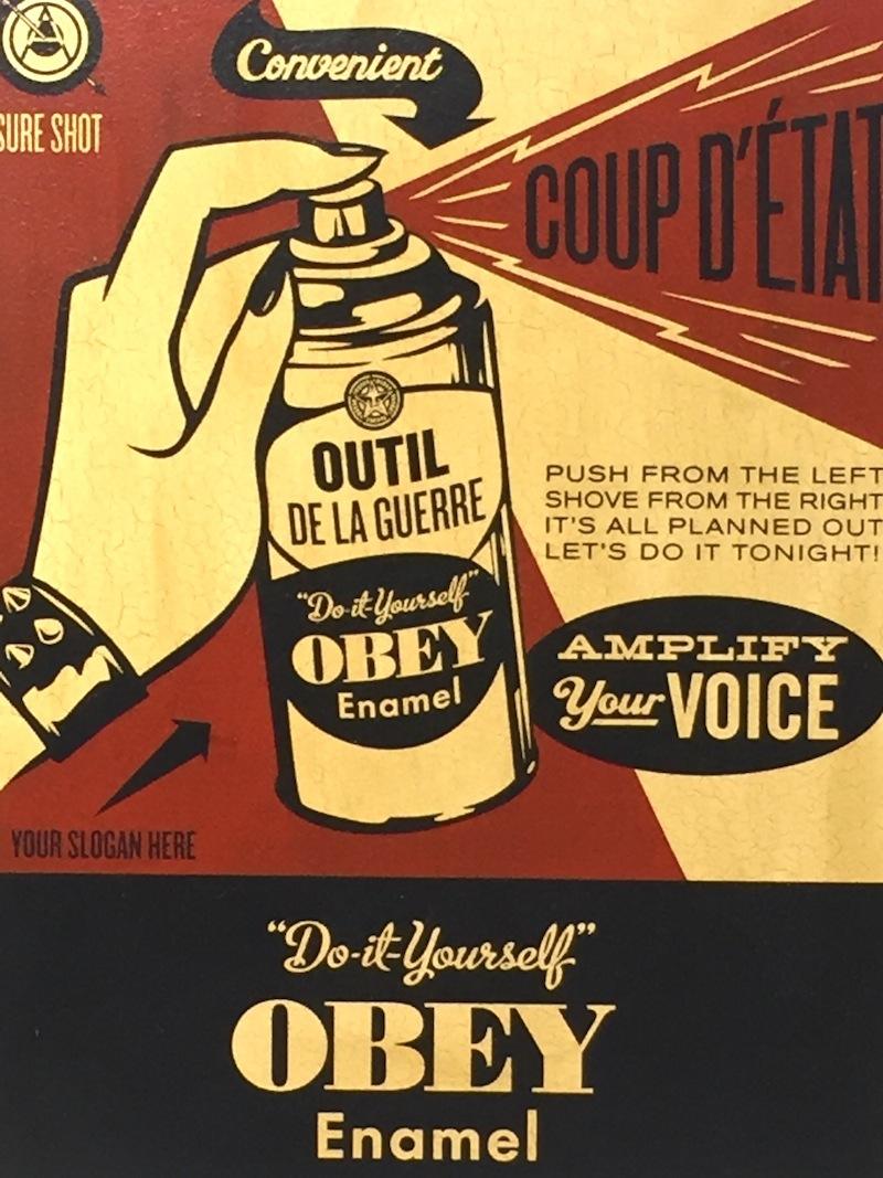 Obey Coup d’Etat (on wood) - Contemporary Print by Shepard Fairey