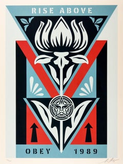 Obey Deco Flower (Blue, Black, Red) Obey - Shepard Fairey Street Art Print