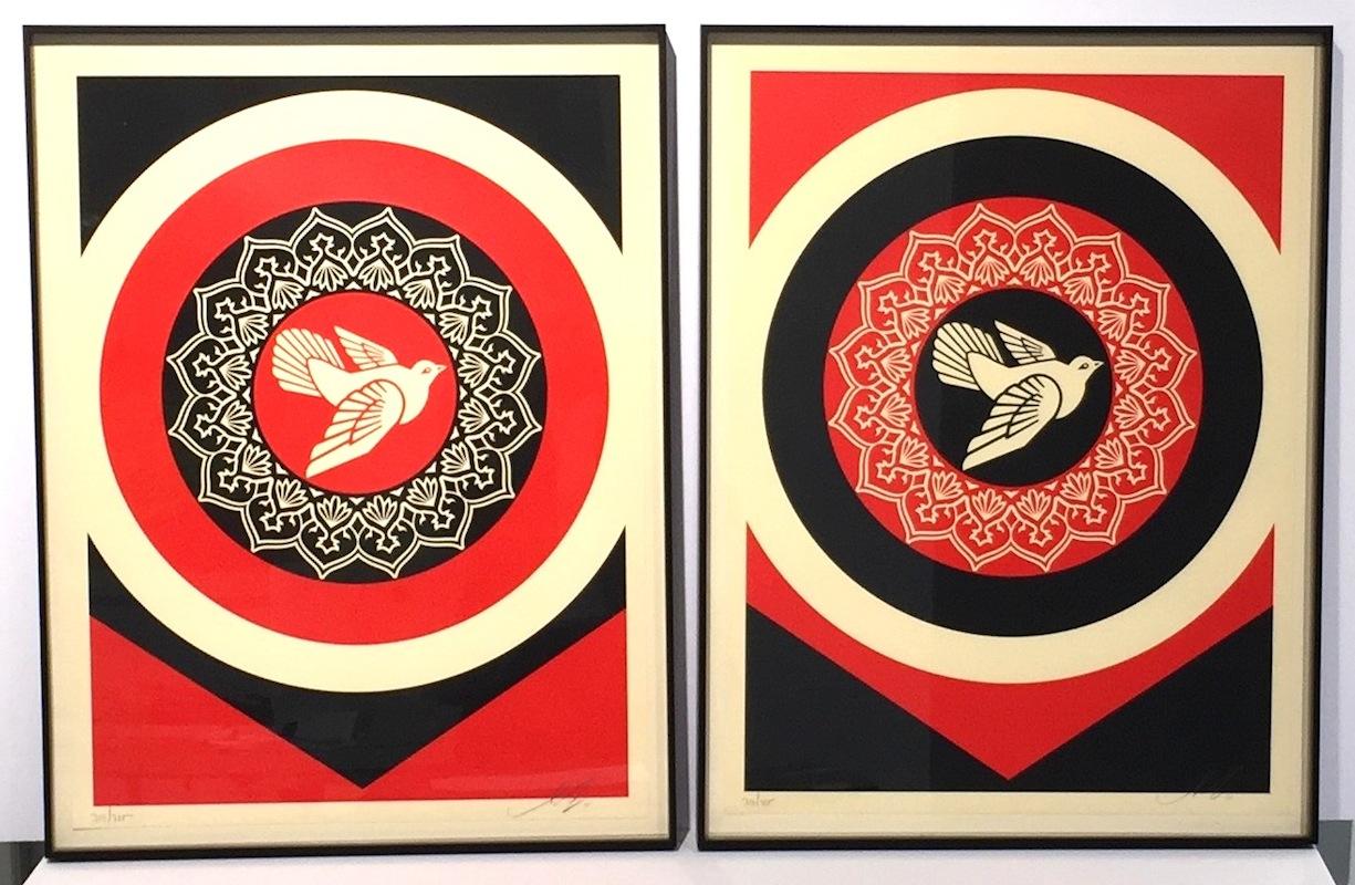 Obey Dove Black and Red - Print by Shepard Fairey