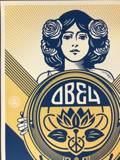 Écharpe de vacances Obey Giant Golden Peace Girl signée Shepard Fairey:: 2016
