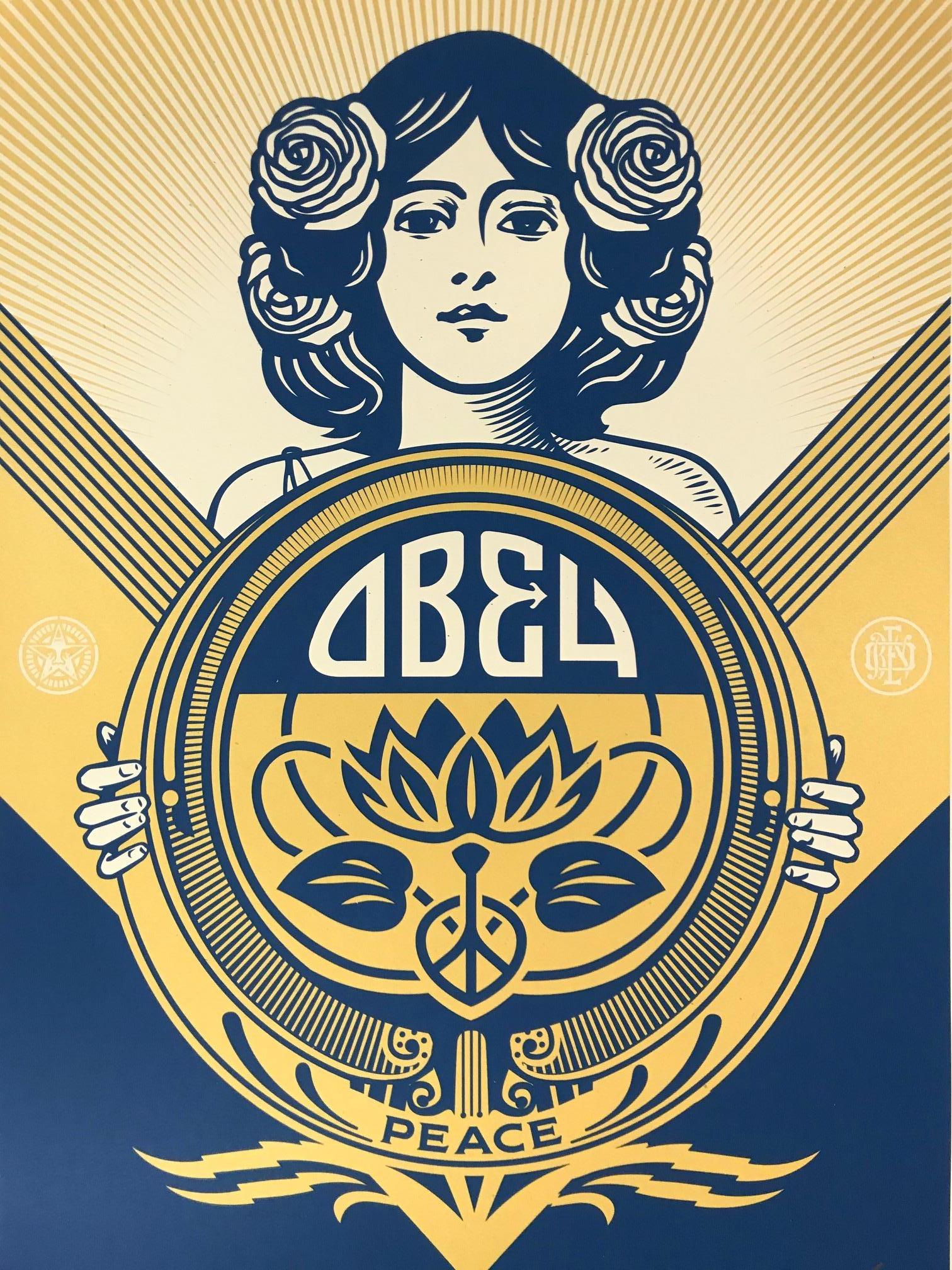 Obey Giant Golden Peace Girl Holiday Print 2016 Shepard Fairey Signed  2