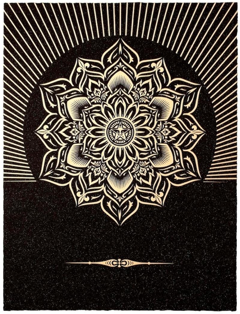 Obey Lotus Diamond (Black / Gold) - Print by Shepard Fairey