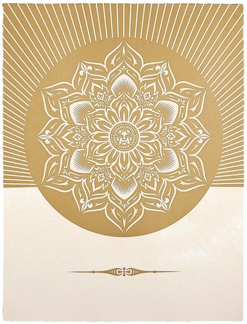 Obey Lotus Diamond (White / Gold) - Print by Shepard Fairey
