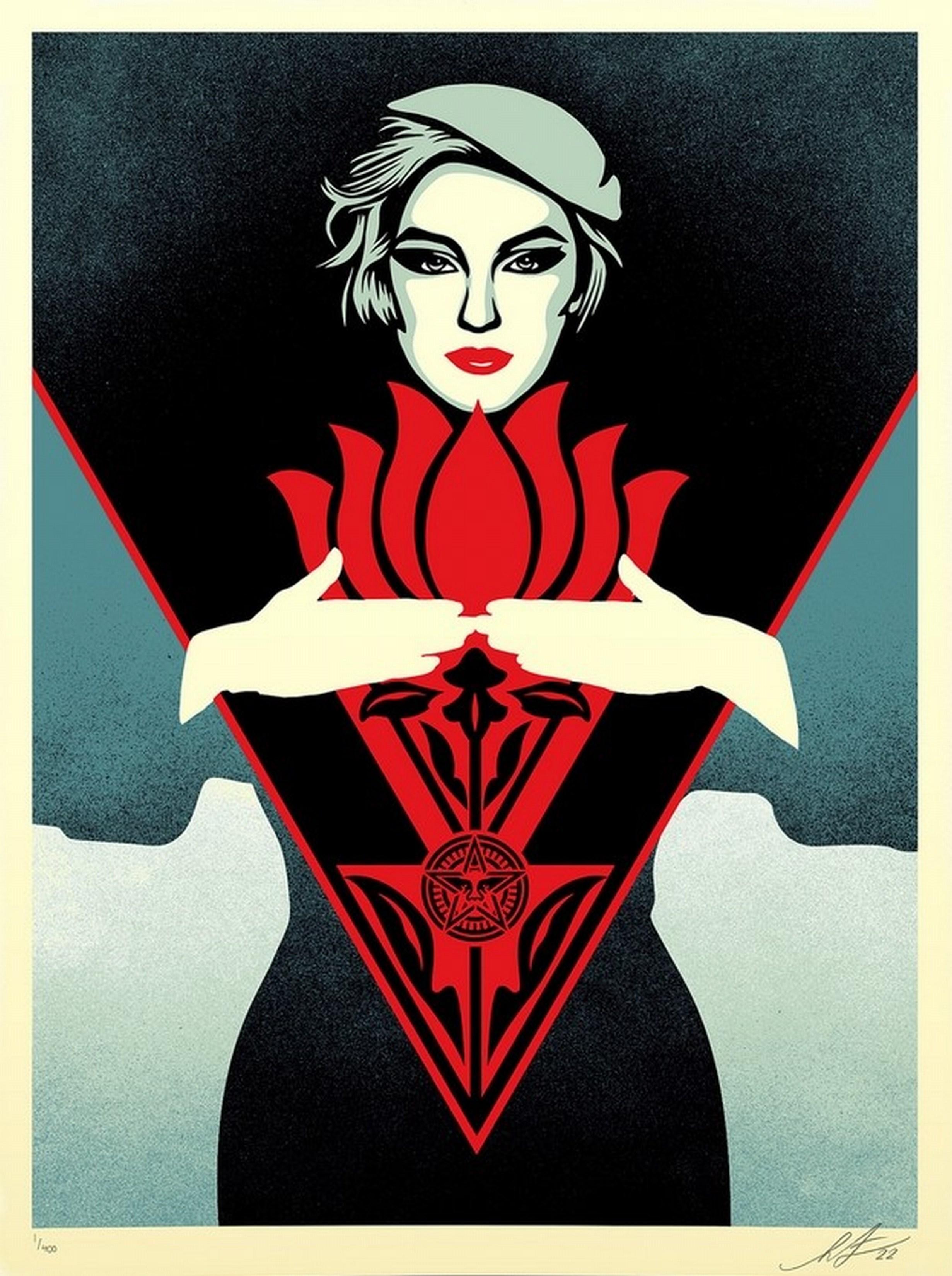 OBEY Noir Flower Woman - Blue (Art Deco, Dark Wave Aesthetic, Portrait)