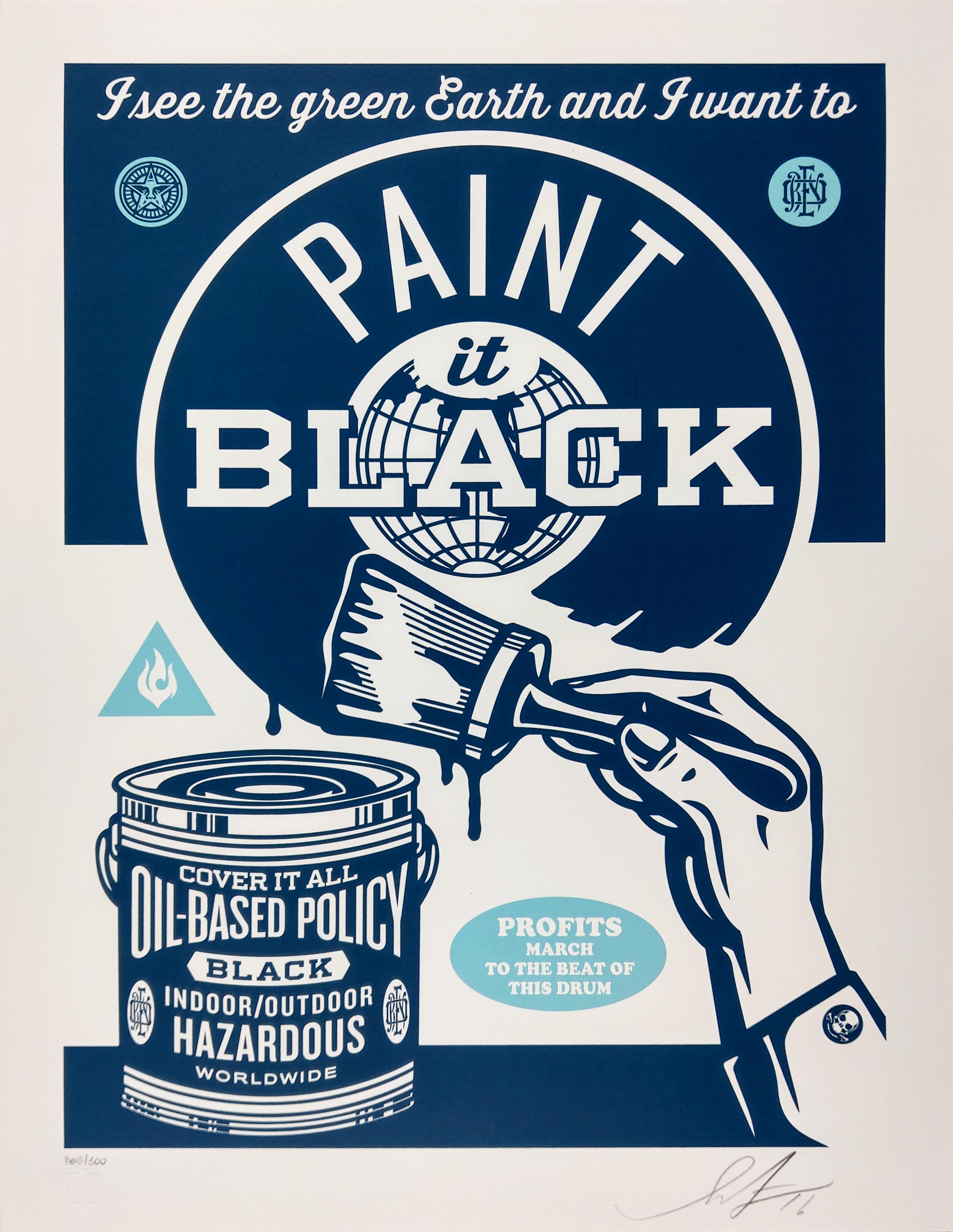 Obey Paint it Black 1, dalla serie di 3 - Stampa d'arte contemporanea di Shepard Fairey. Dimensioni 18 x 24 pollici. AP (Artist Proof) oltre all'edizione standard di 300 copie. Serigrafia a due colori su carta d'archivio Somerset warm white, 100%