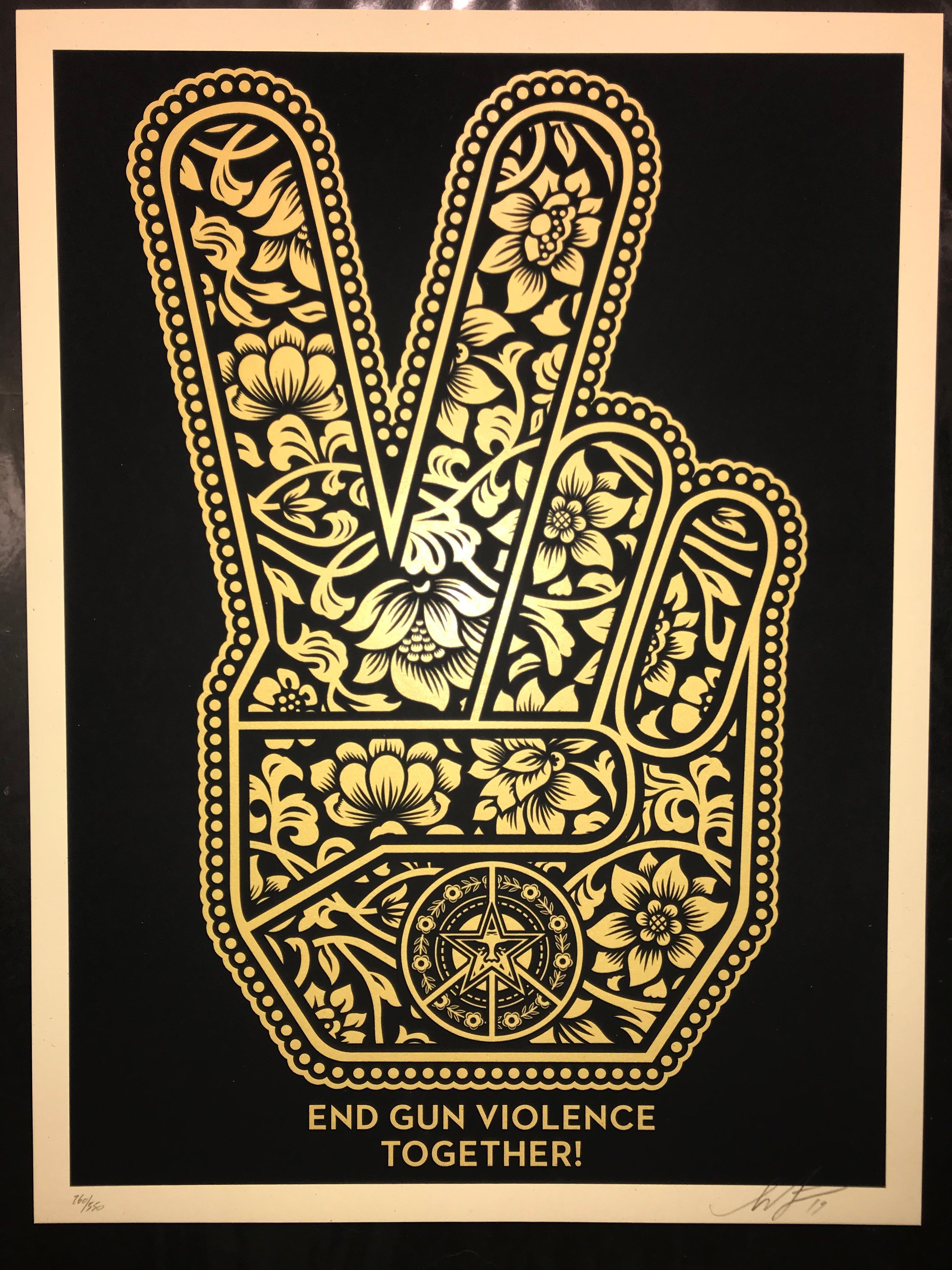 Obey Peace Fingers Print by Shepard Fairey Signed & Numbered End The Violence 