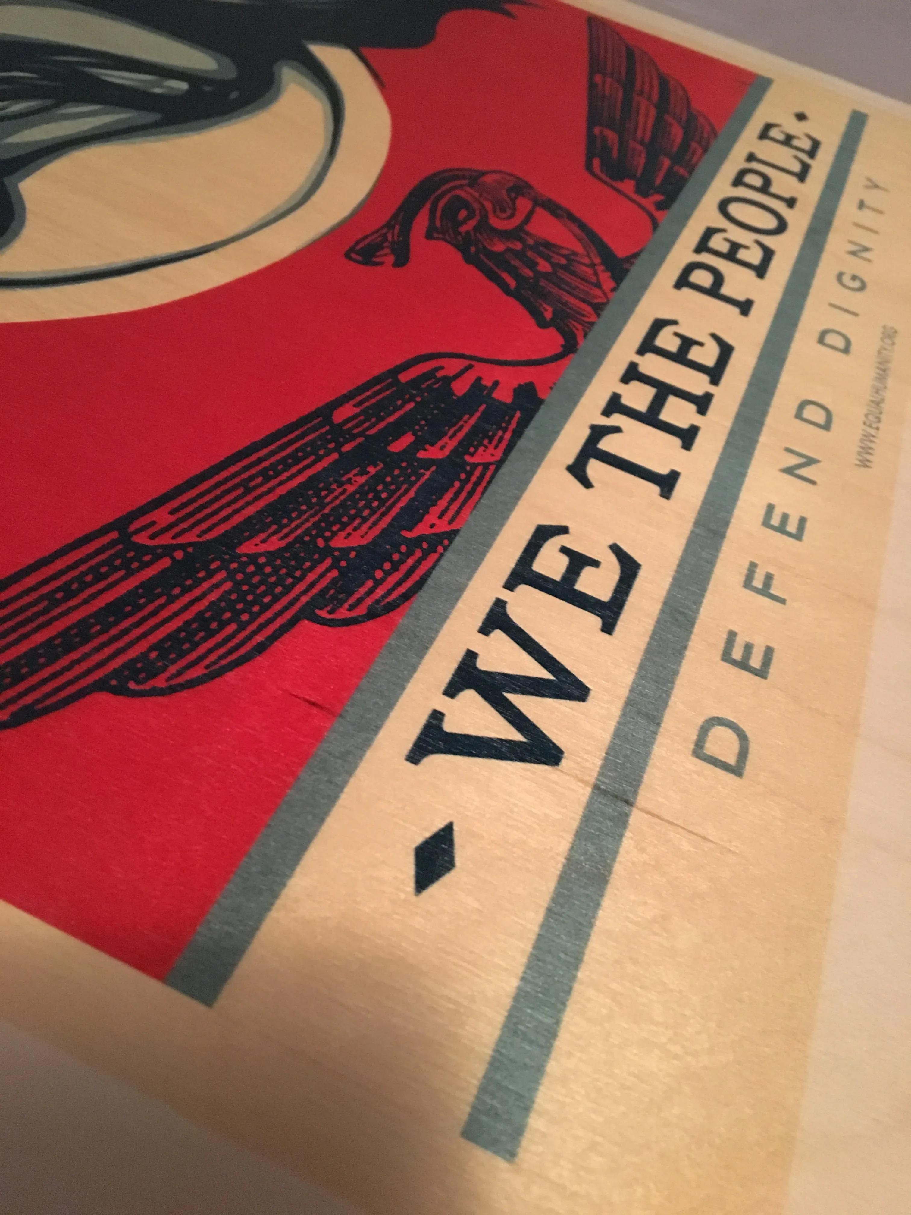 Obey We the People Political Screenprint on Wood Unsigned Unnumbered Set of 3 For Sale 2