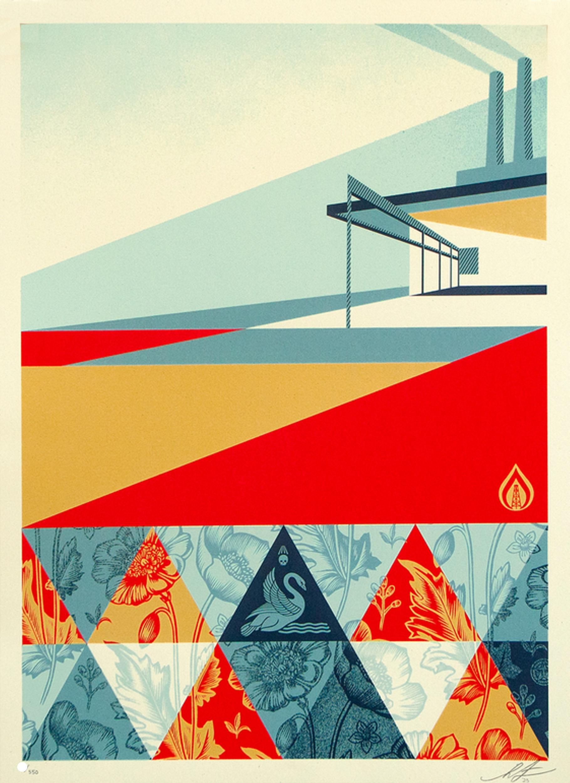Pattern of Denial (Mid-Century Architecture, Fossil Fuels, Deluxe Lifestyle) - Print by Shepard Fairey