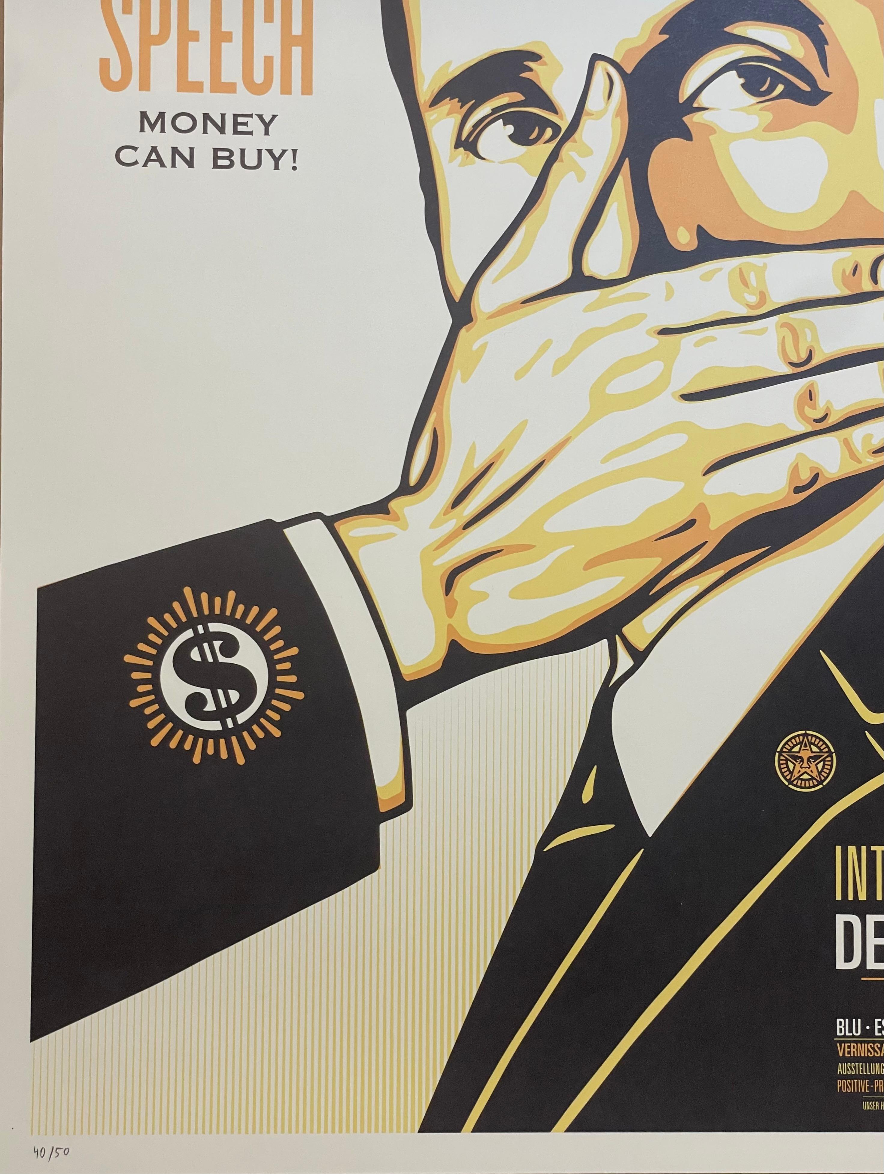 Pay Up or Shut Up Shepard Fairey Serigrafía Edición de sólo 50 Arte Político en venta 1