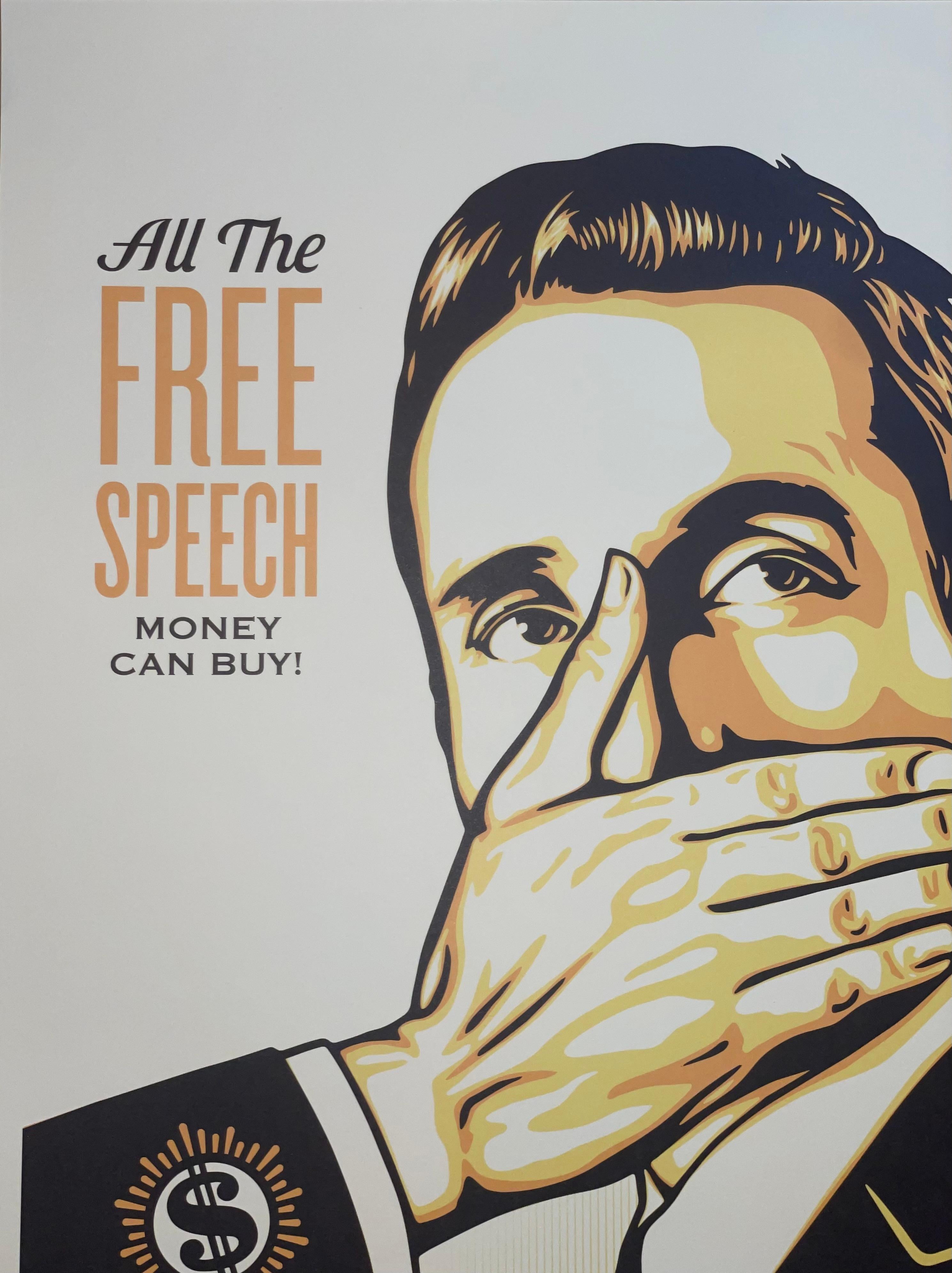 Pay Up or Shut Up Shepard Fairey Serigrafía Edición de sólo 50 Arte Político en venta 4