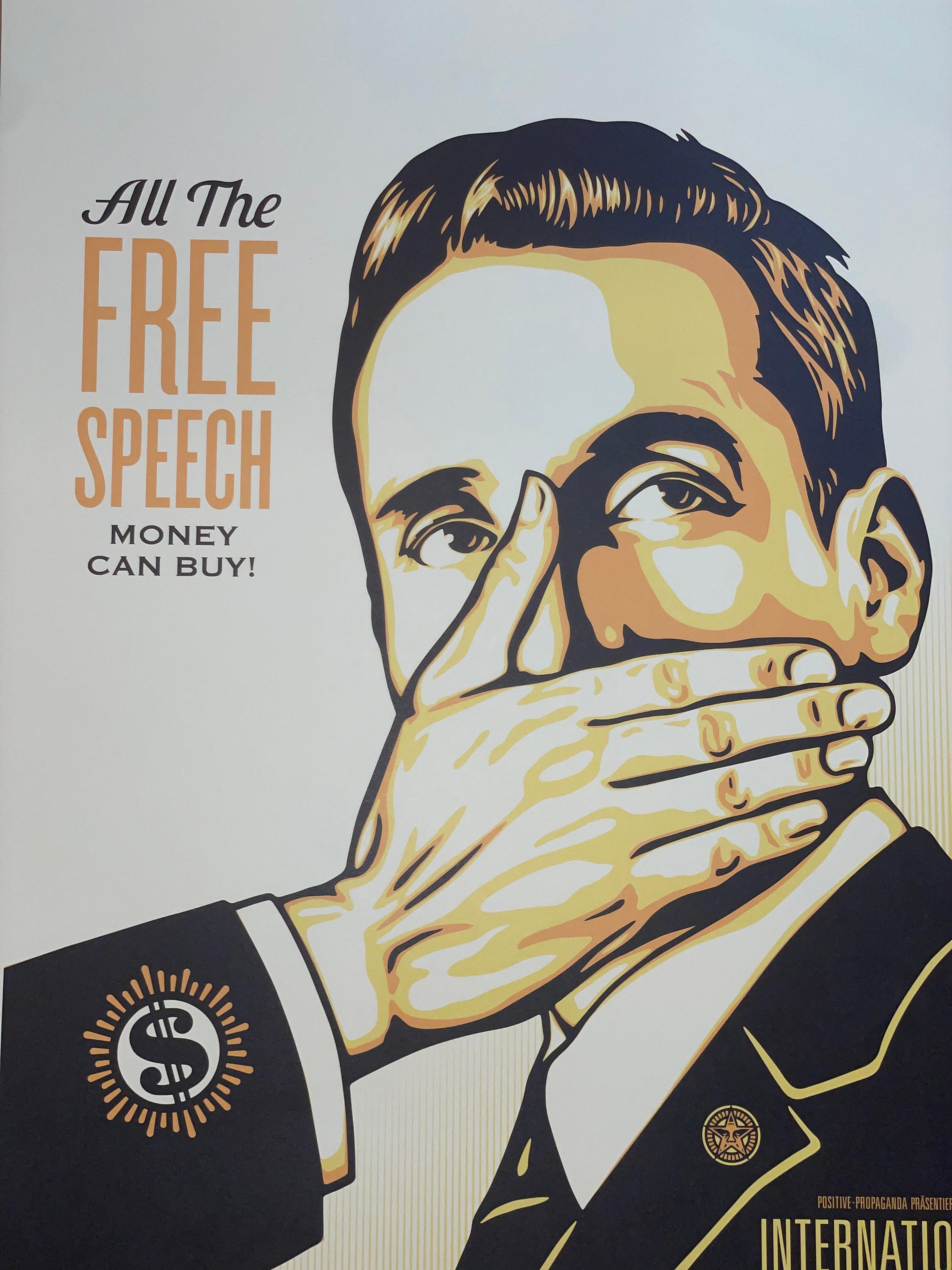 Pay Up or Shut Up Shepard Fairey Serigrafía Edición de sólo 50 Arte Político en venta 6