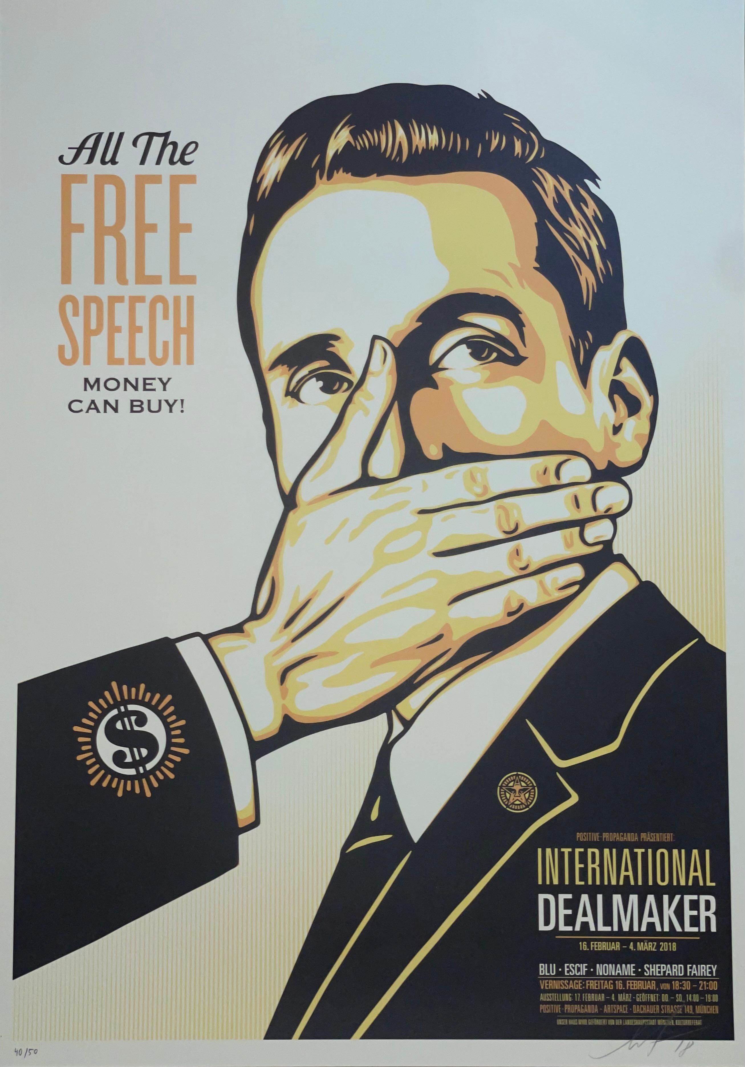 Pay Up or Shut Up Shepard Fairey Serigrafía Edición de sólo 50 Arte Político en venta 7