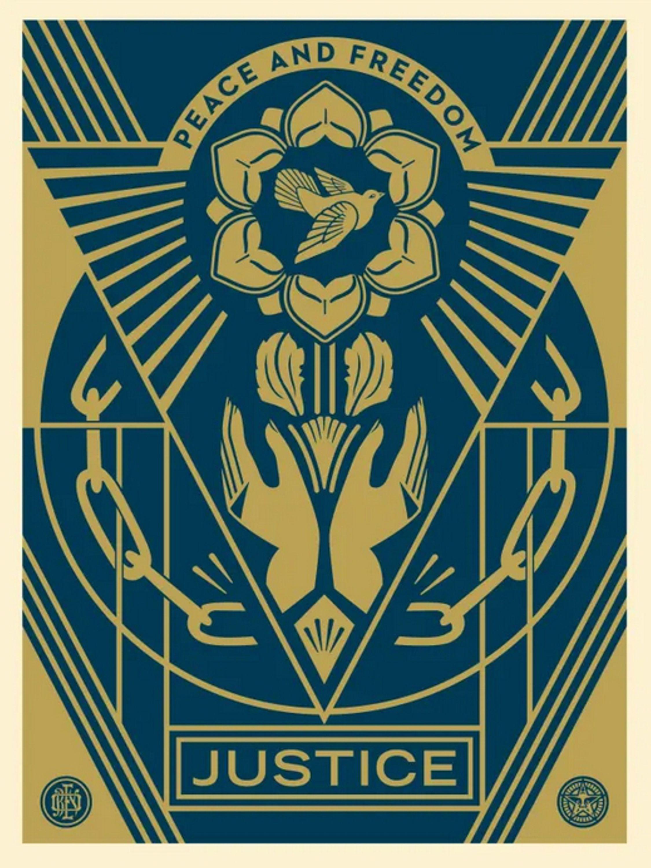 Figurative Print Shepard Fairey - Paix et liberté (unité, solidarité, justice sociale, compassion)