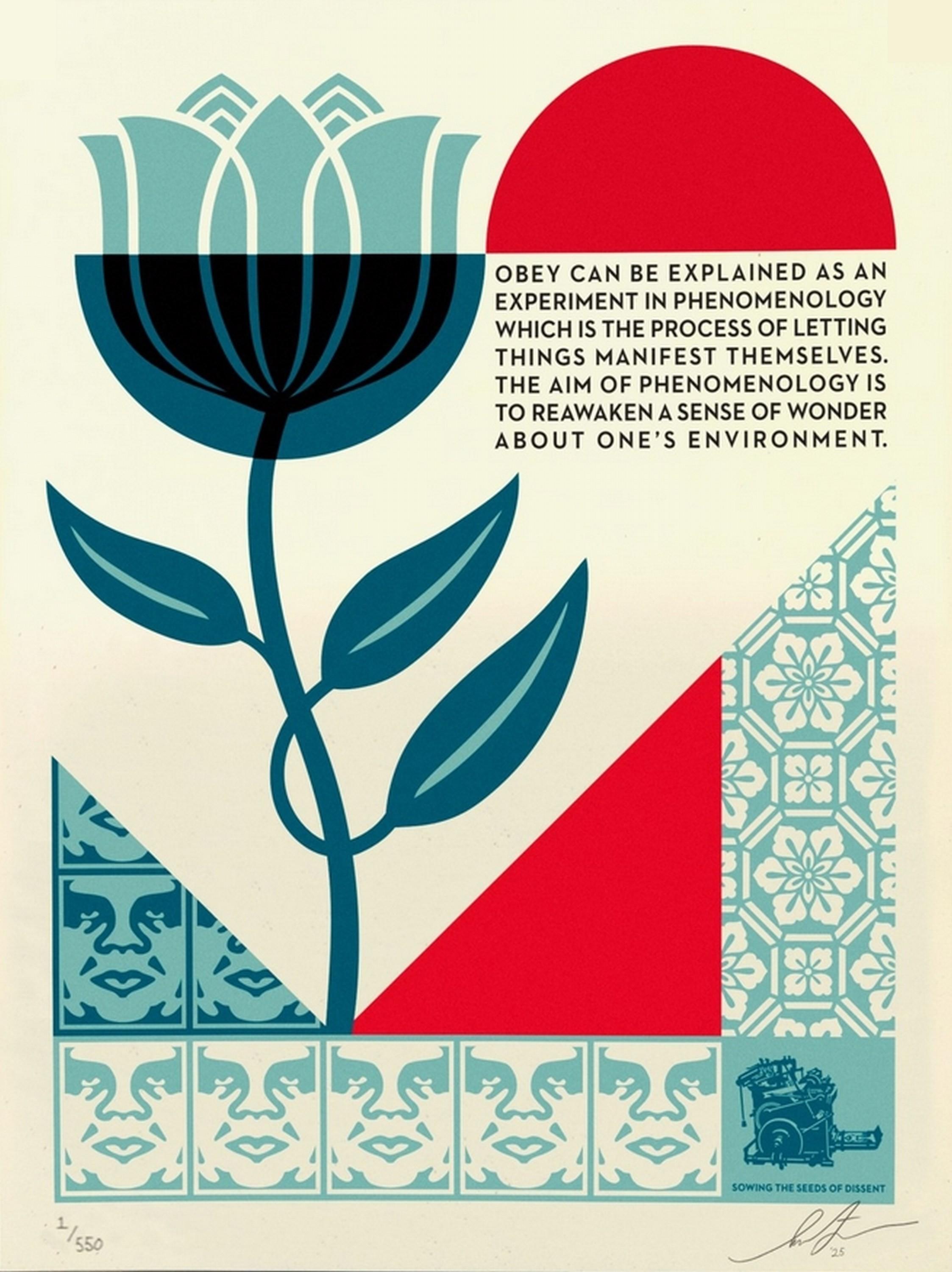Print di Shepard Fairey - Phenomenology in Bloom (Andre the Giant, Heidegger, Philosophical Street Art)