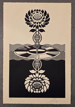 Flor Post-Punk (Negra) Impresión tipográfica, Firmada, 2022, 18x12 pulg.