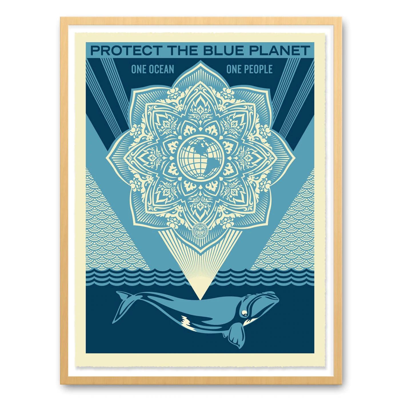 Shepard Fairey Animal Print - Protect the Blue Planet Whale Stencil Screenprint Ocean Mandala Street Art