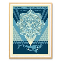 Protect the Blue Planet Whale Stencil Screenprint Ocean Mandala Street Art