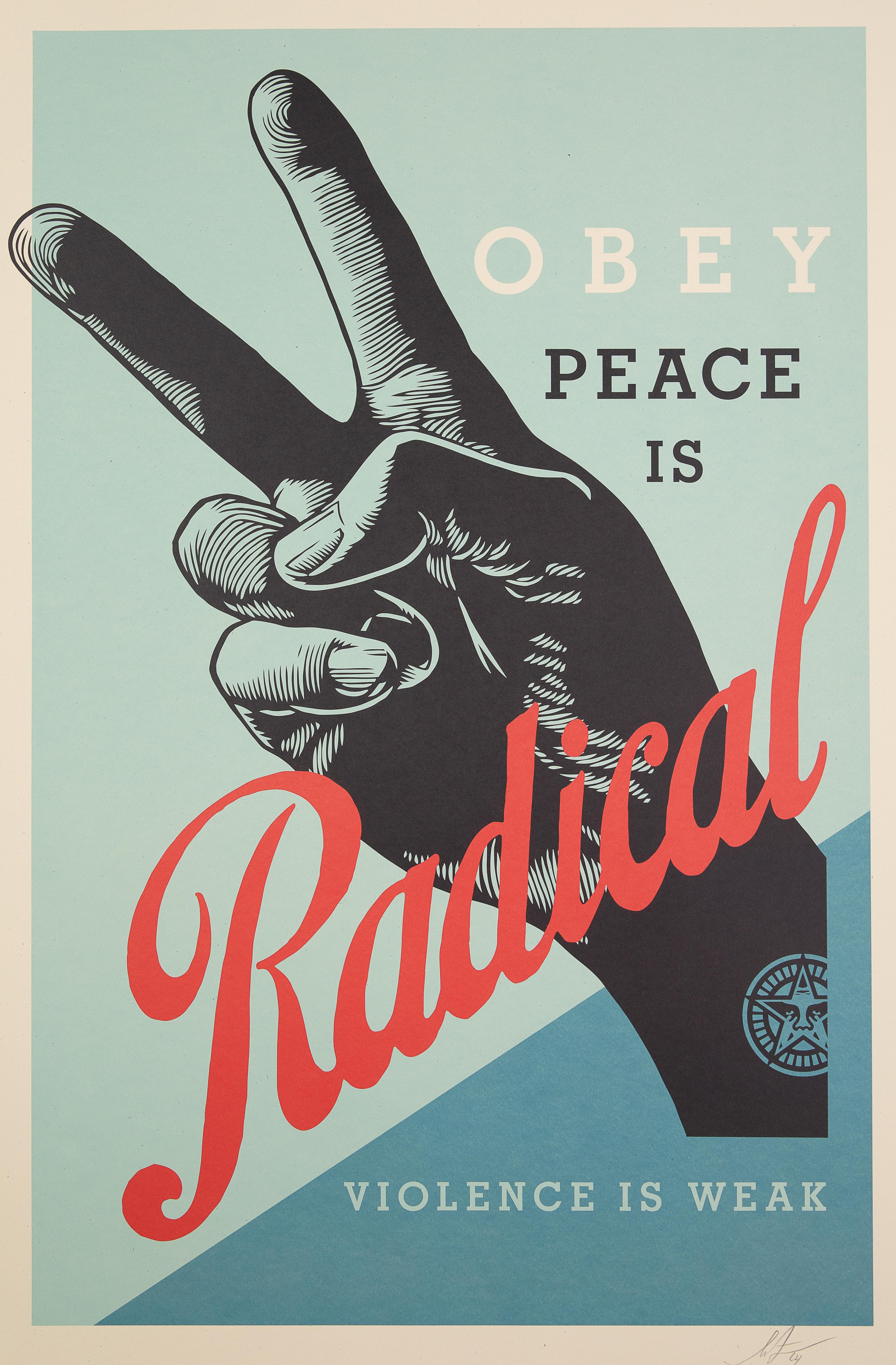 Radikaler Frieden – Siebdruck, handsigniert  – Print von Shepard Fairey