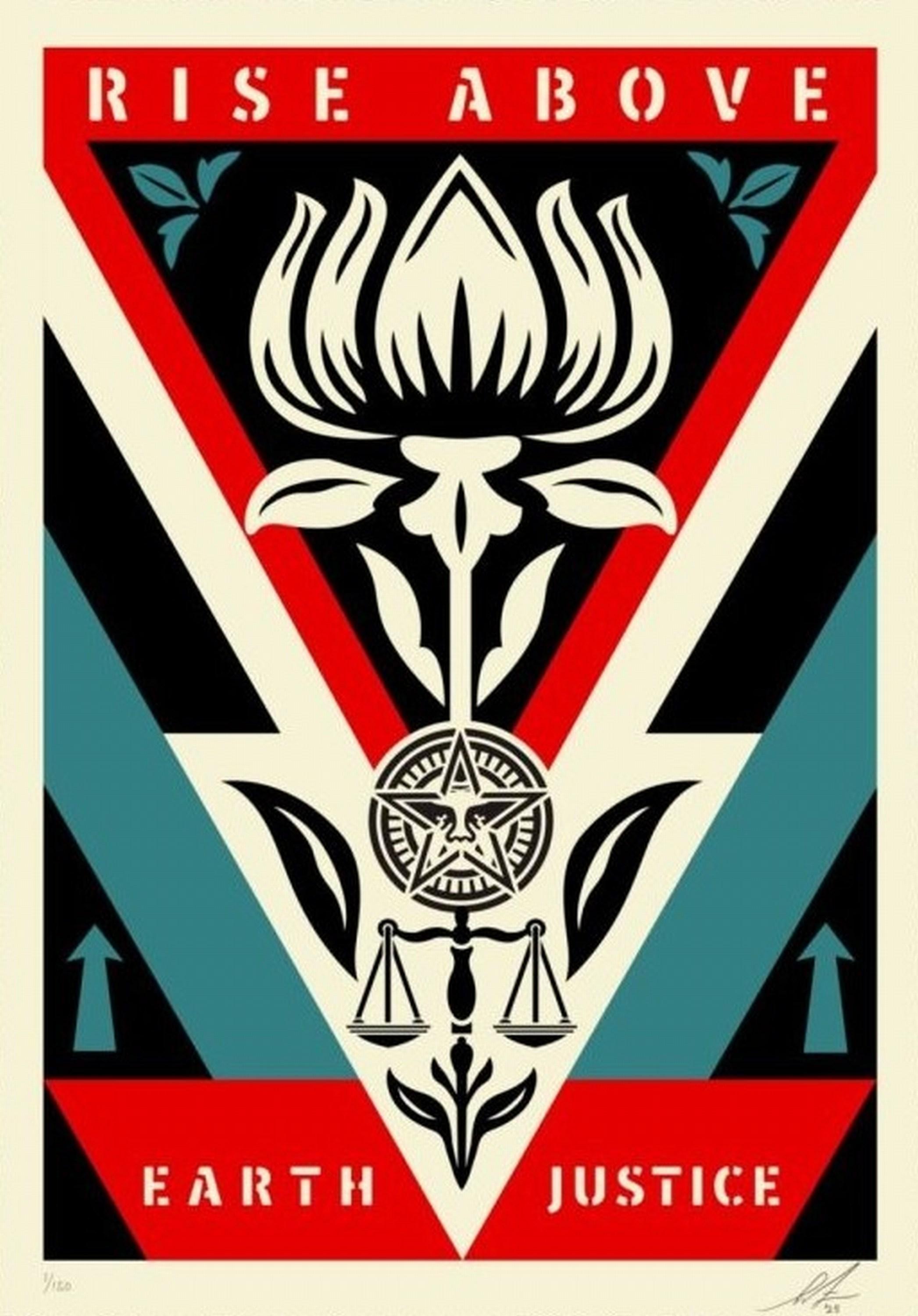 Shepard Fairey Print - Rise Above Earth Justice (Blue) (Shoreditch Mural, Migration, 45% OFF)