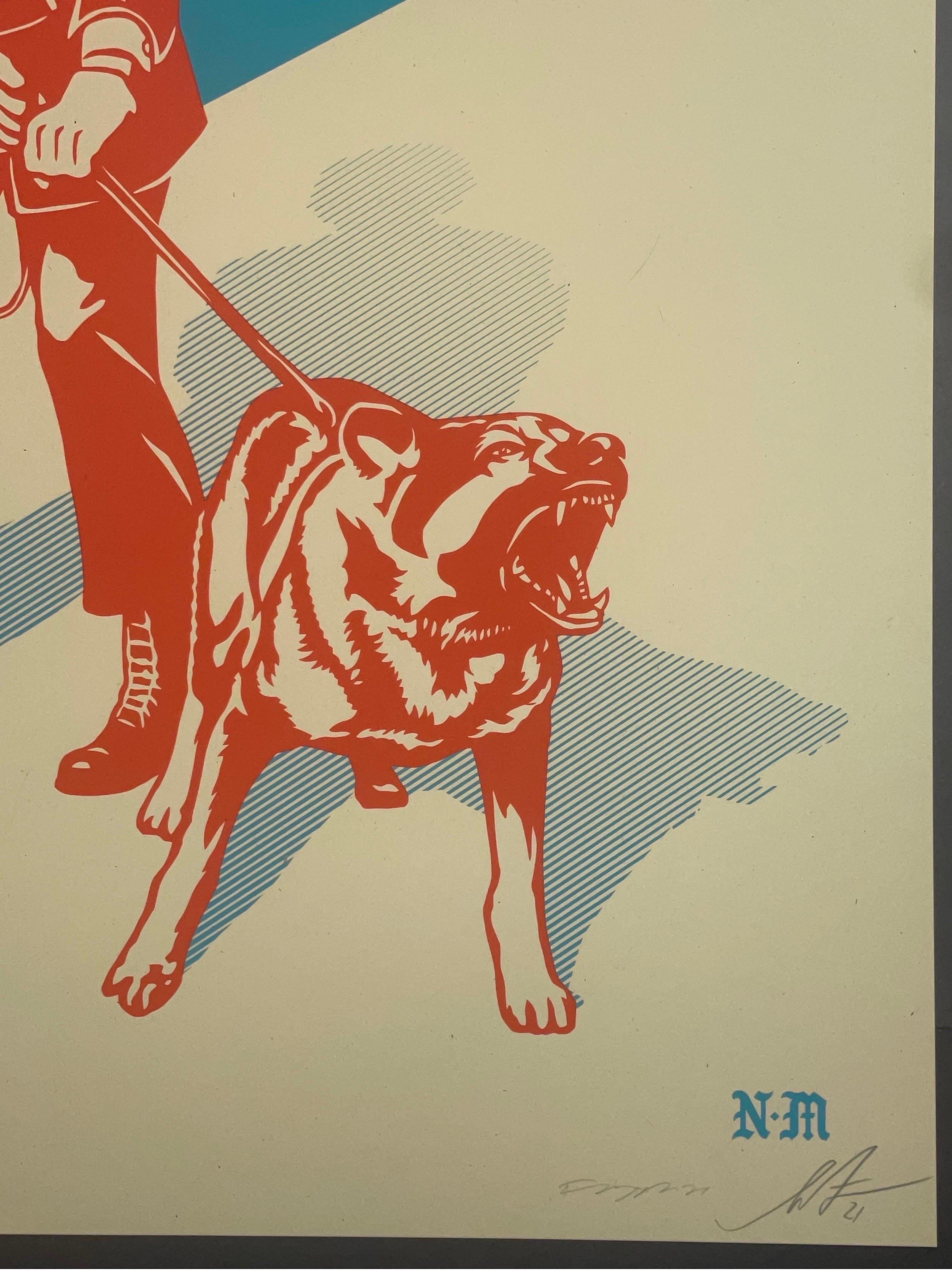 Sadistic Dog Walker Shepard Fairey Blue Edition Street Contemporary Art Obey Pop For Sale 1