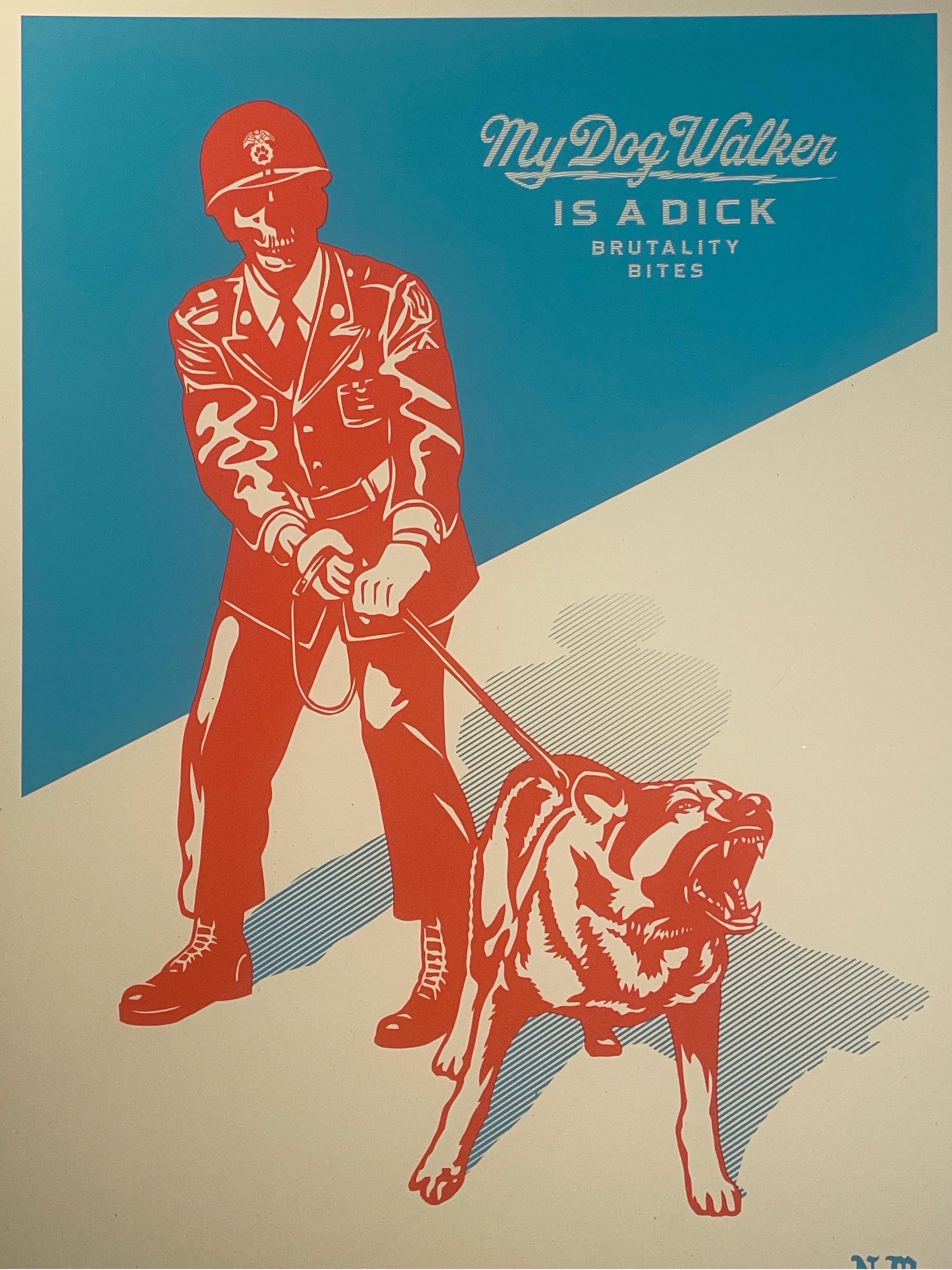 Sadistic Dog Walker Shepard Fairey Blue Edition Street Contemporary Art Obey Pop For Sale 3