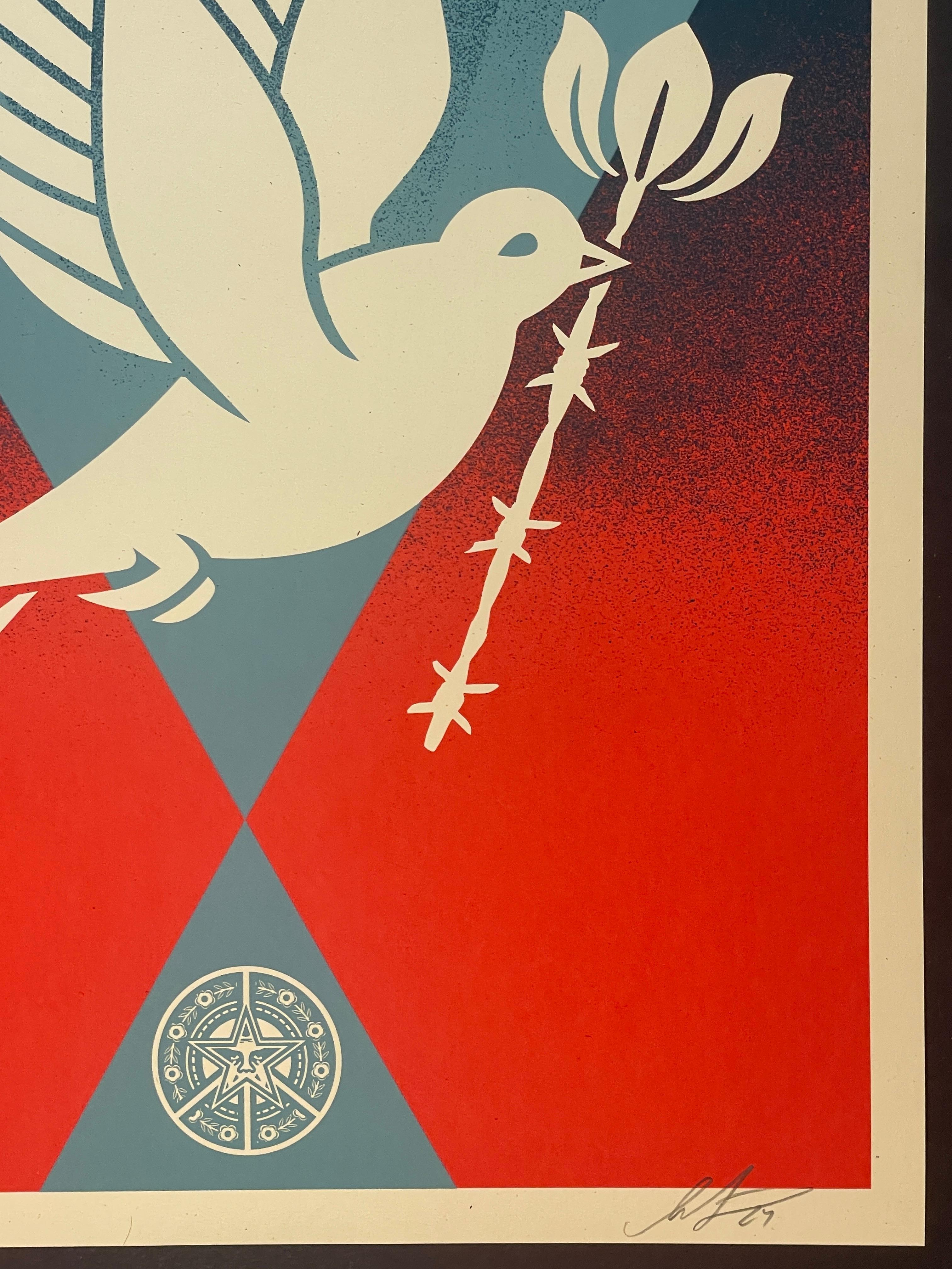 Shepard Faiery Paz Paloma Alambre de Púa Serigrafía Calle Arte Contemporáneo Obedecer - Print de Shepard Fairey