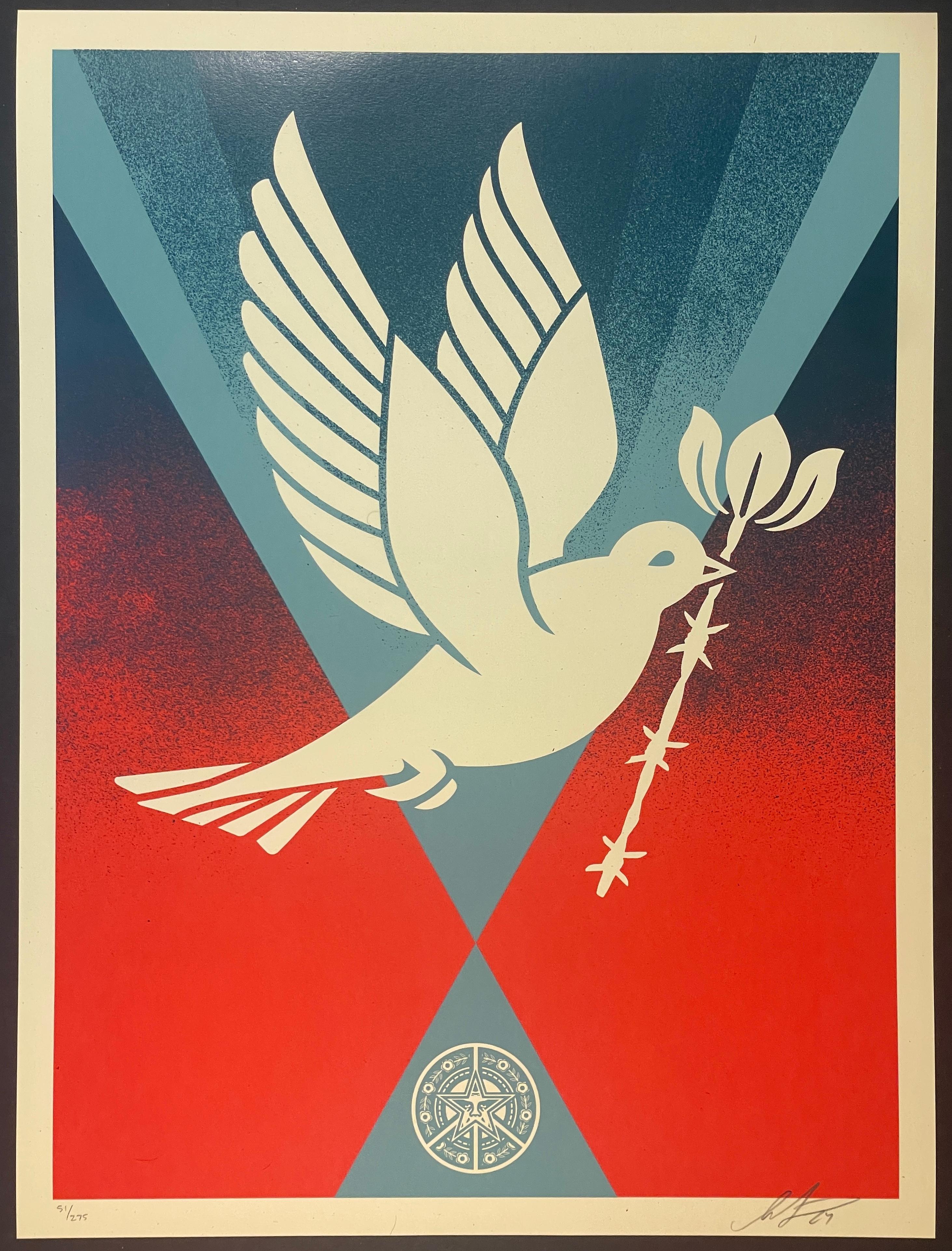 Shepard Faiery Peace Dove Barb Wire Serigrafia Street Arte Contemporanea Obey