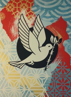 Shepard Fairey Barb Wire Dove Collage Screen Print Contemporary Street Art