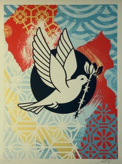 Shepard Fairey Barb Wire Dove Collage Screen Print Contemporary Street Art