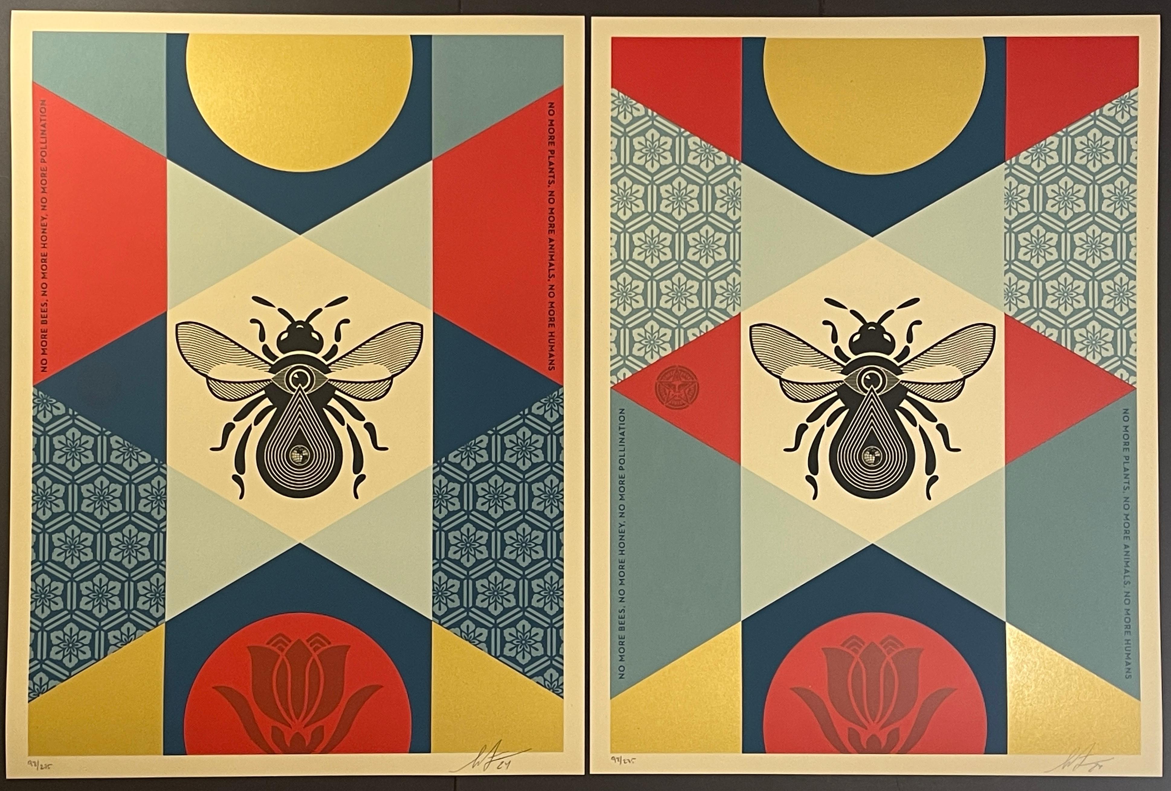 Shepard Fairey Bee Geometric Diptych Fine Arts Serigrafie Street Contemporanee 1